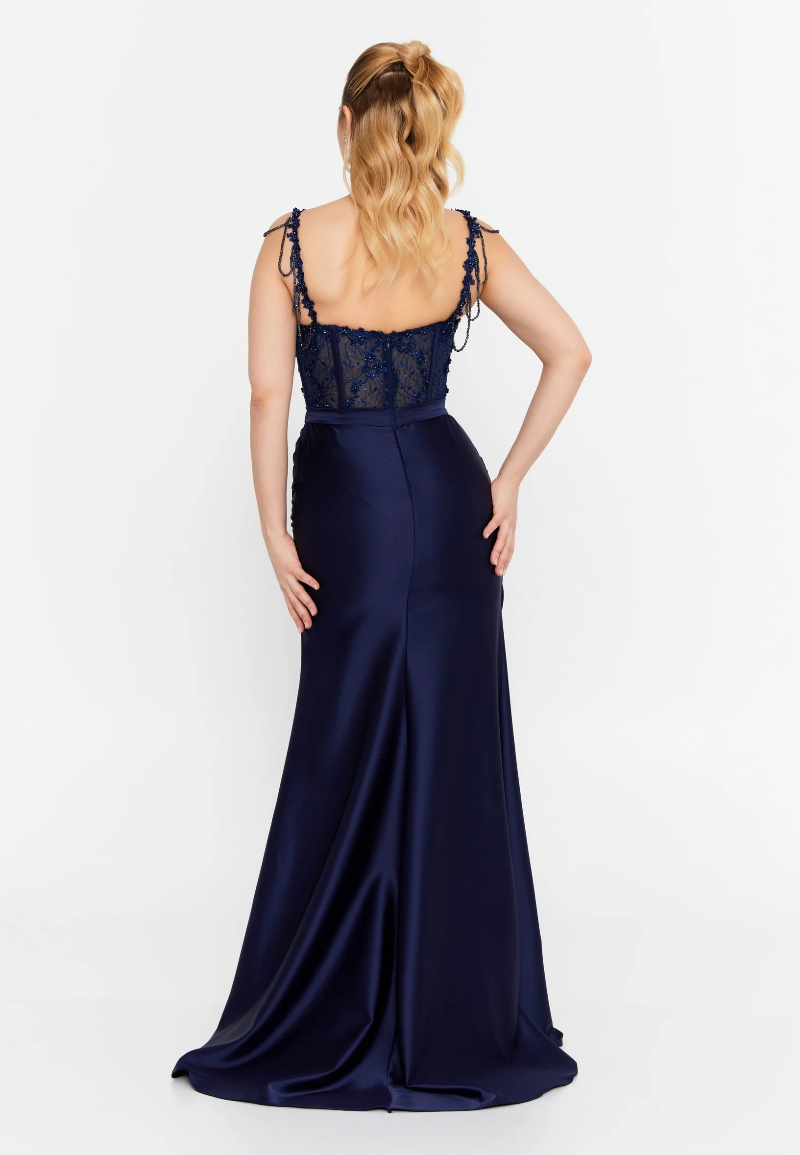 Sleeveless Maxi Satin Mermaid Regular Wedding Guest Dress aln1834 - Image 14