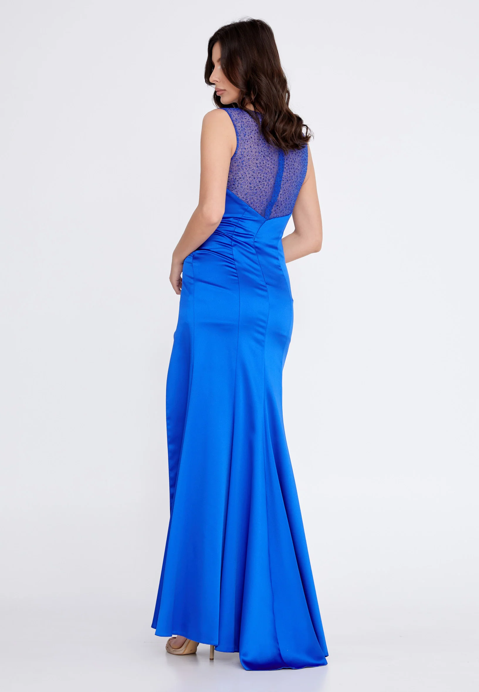 Sleeveless Maxi Satin Mermaid Regular Wedding Guest Dress rmn3110 - Image 36