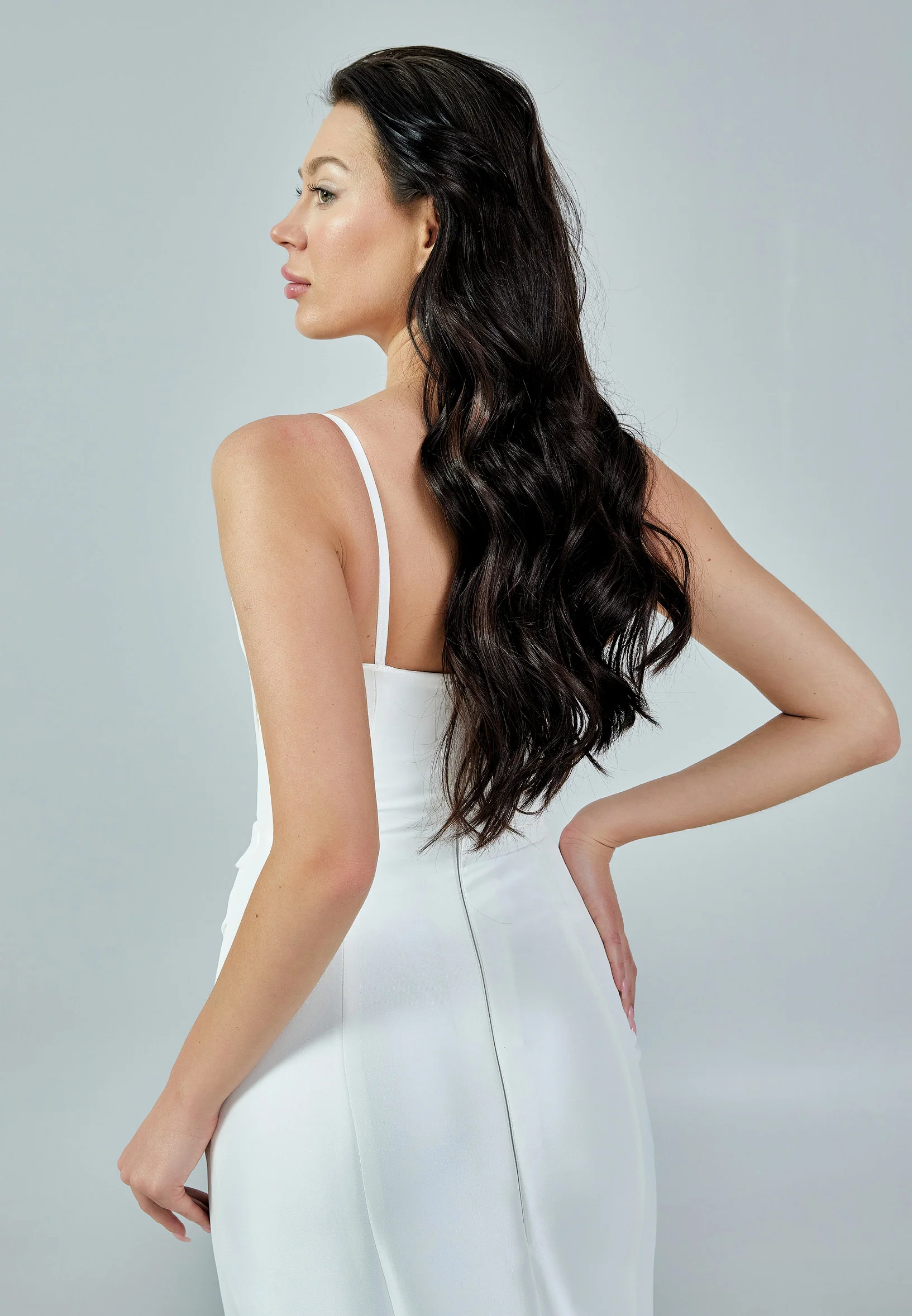 Sleeveless Maxi Satin Regular Wedding Dress bnc8067 - Image 3