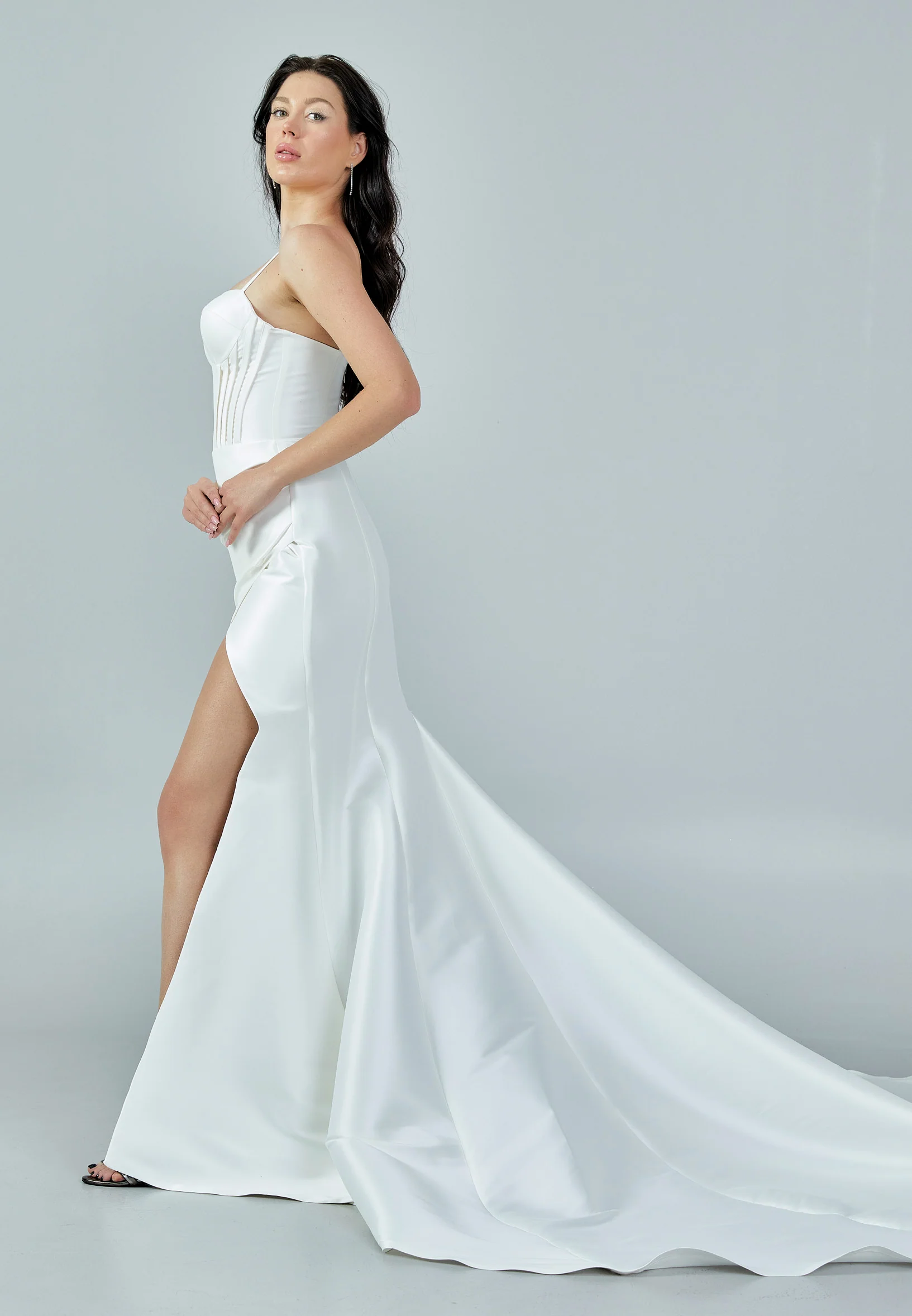 Sleeveless Maxi Satin Regular Wedding Dress bnc8067 - Image 6