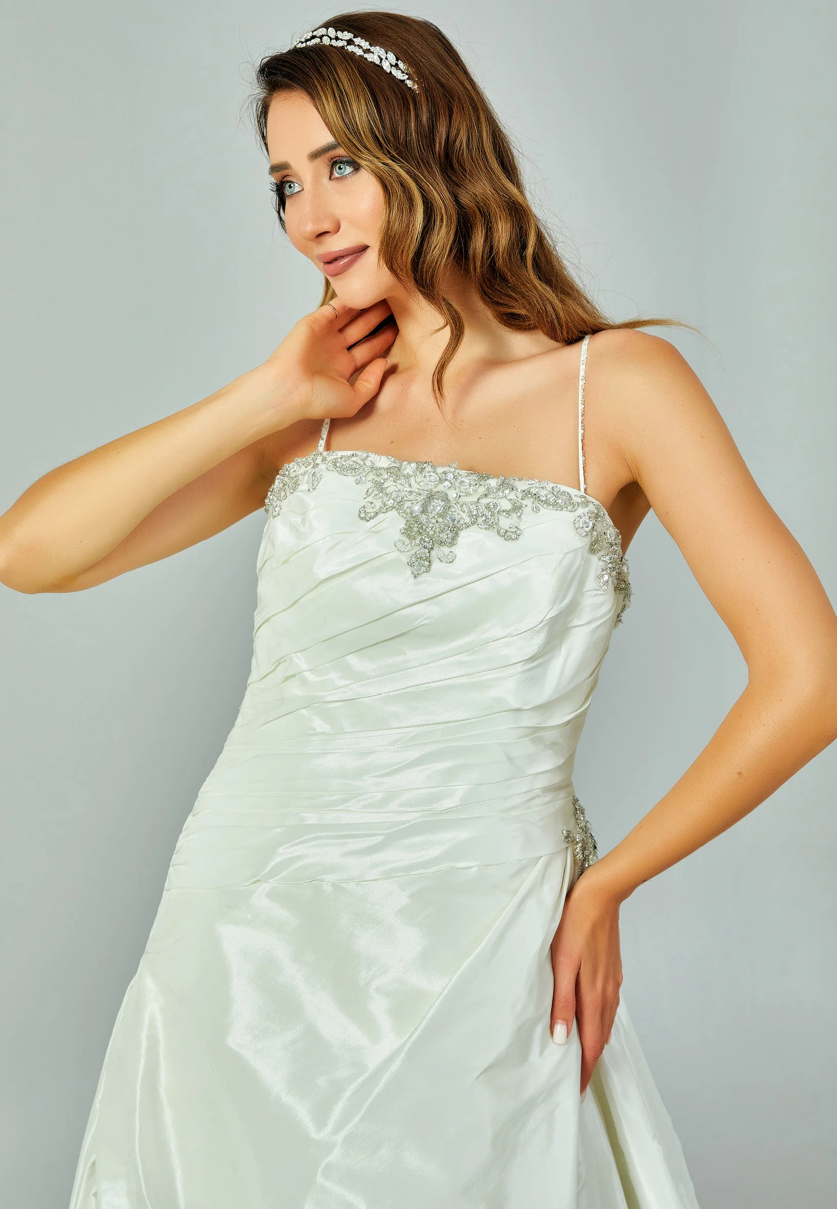 Sleeveless Maxi Satin Regular Wedding Dress enz00228 - Image 2