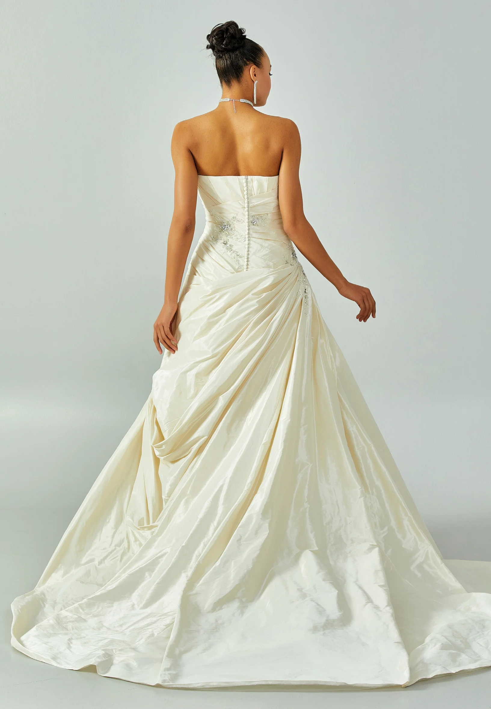 Sleeveless Maxi Satin Regular Wedding Dress enz00312 - Image 2