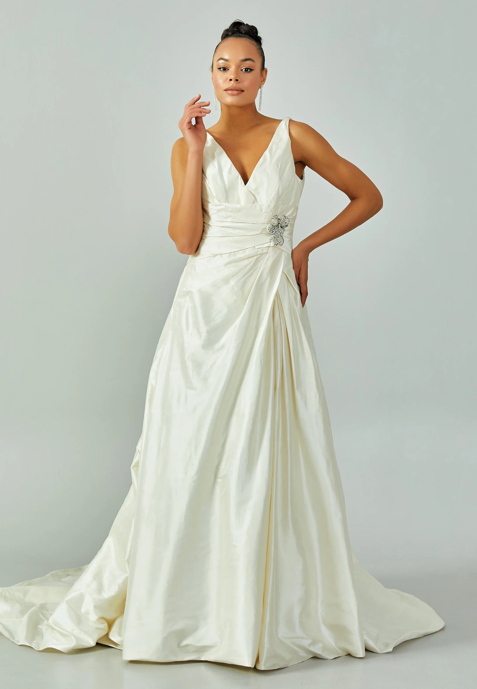 Sleeveless Maxi Satin Regular Wedding Dress enz00516 - Image 2
