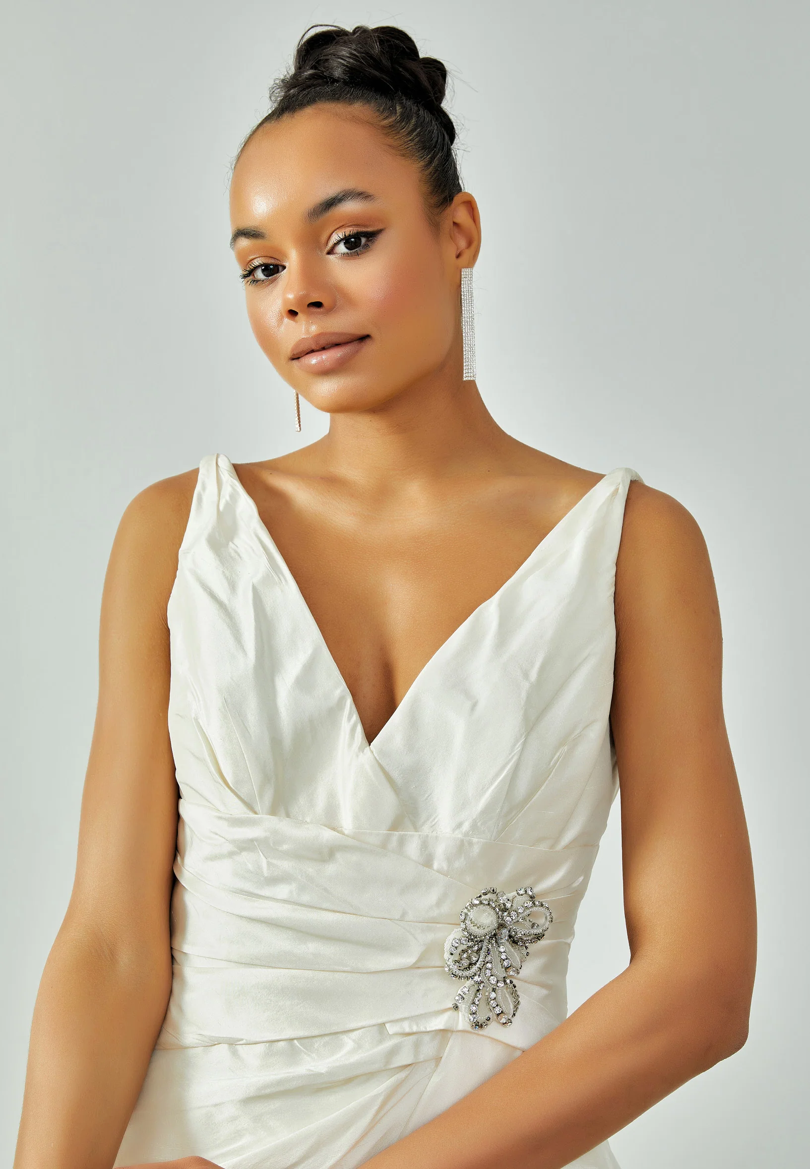 Sleeveless Maxi Satin Regular Wedding Dress enz00516 - Image 3