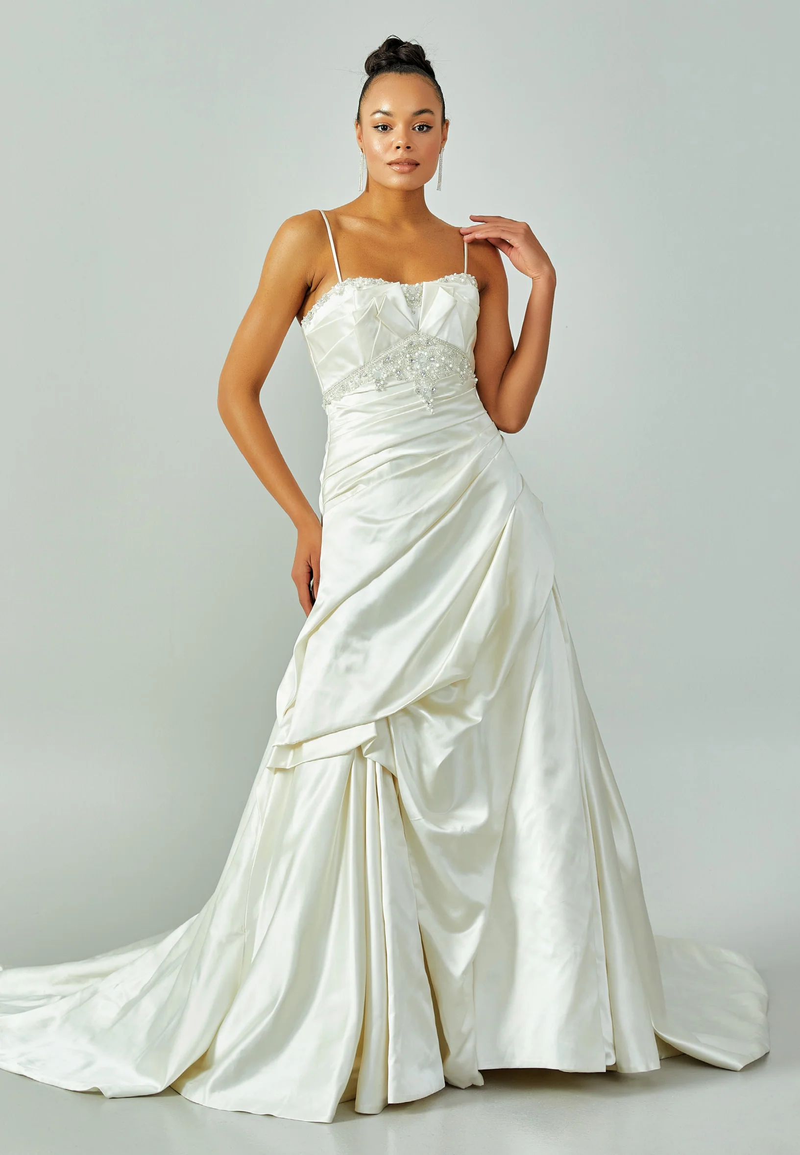 Sleeveless Maxi Satin Regular Wedding Dress enz00595 - Image 3