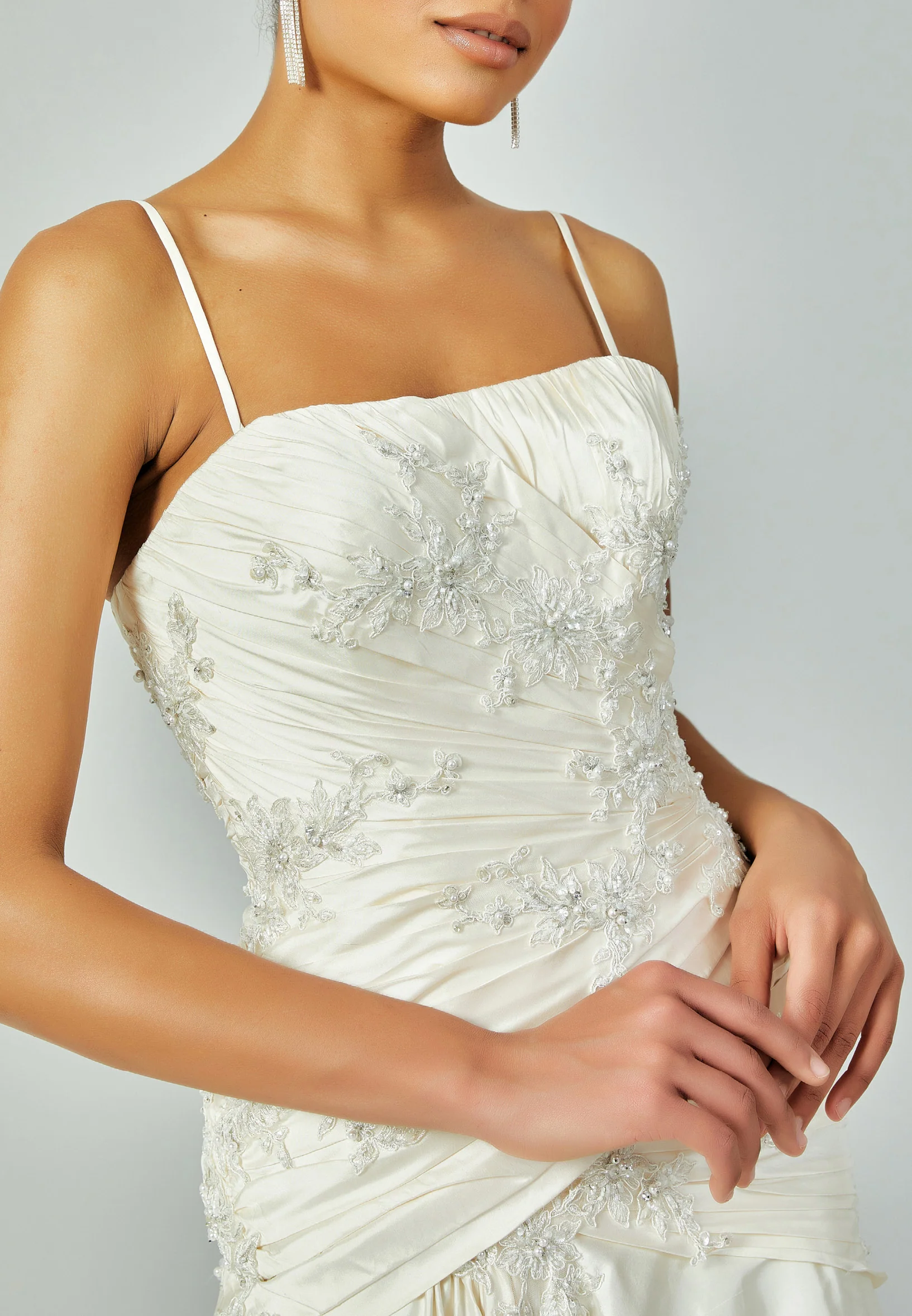 Sleeveless Maxi Satin Regular Wedding Dress enz97052 - Image 2