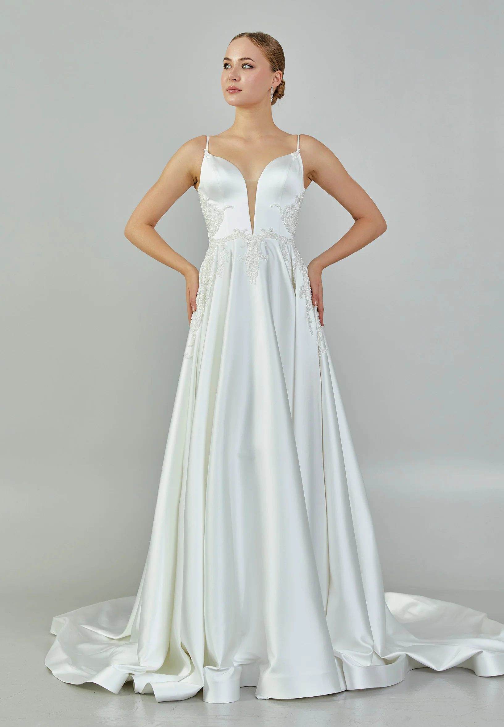 Sleeveless Maxi Satin Regular Wedding Dress rlb1217