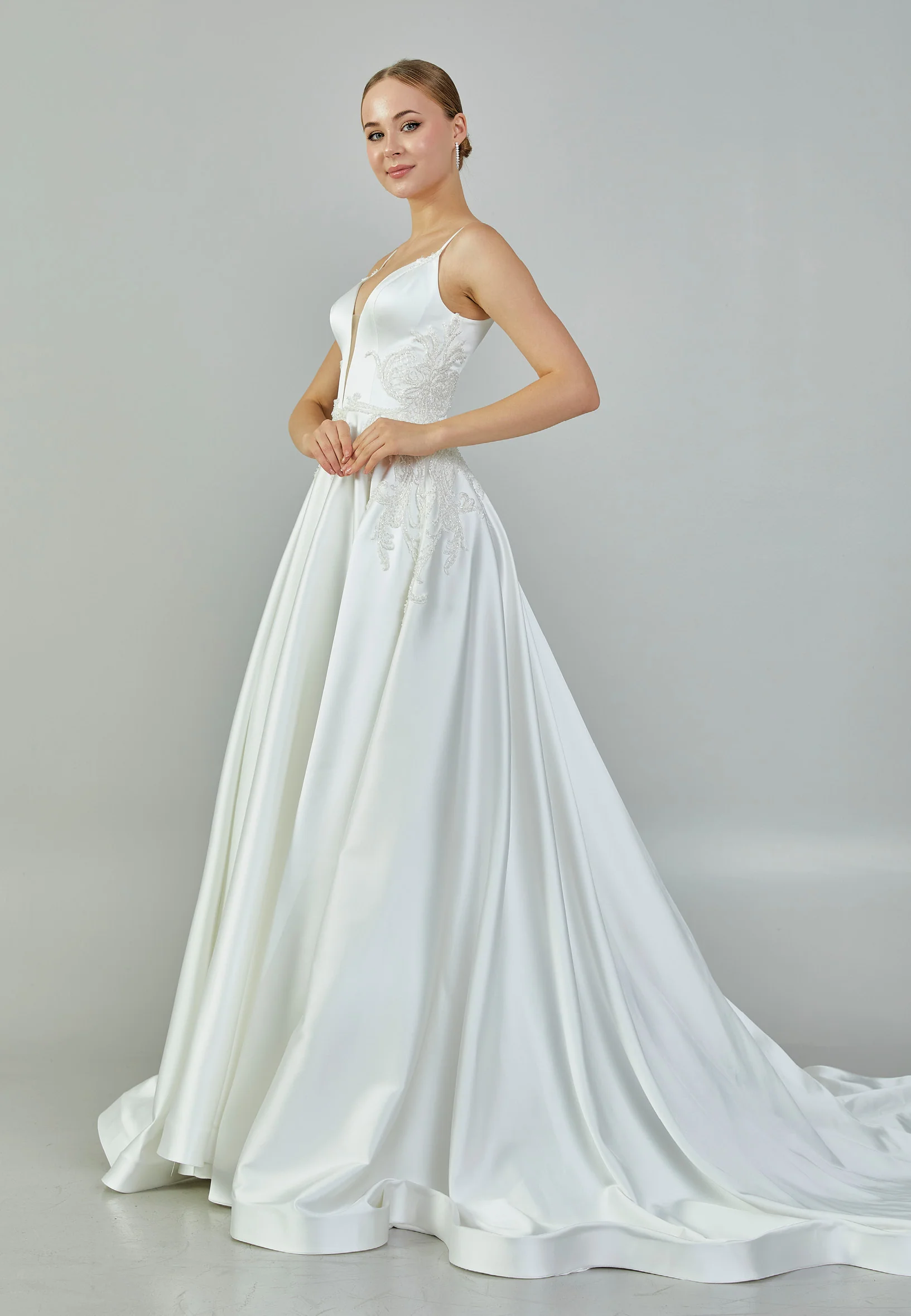 Sleeveless Maxi Satin Regular Wedding Dress rlb1217 - Image 6