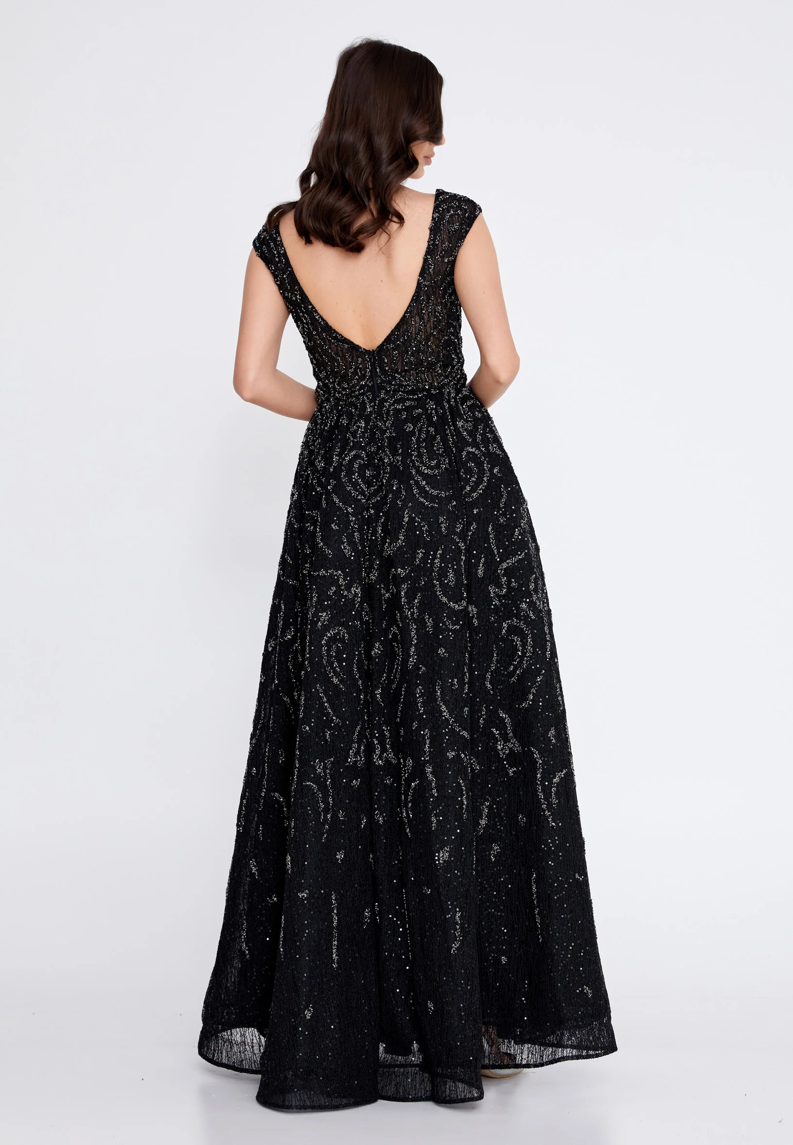 Sleeveless Maxi Sequin A - Line Regular Prom Dress aln1517 - Image 10