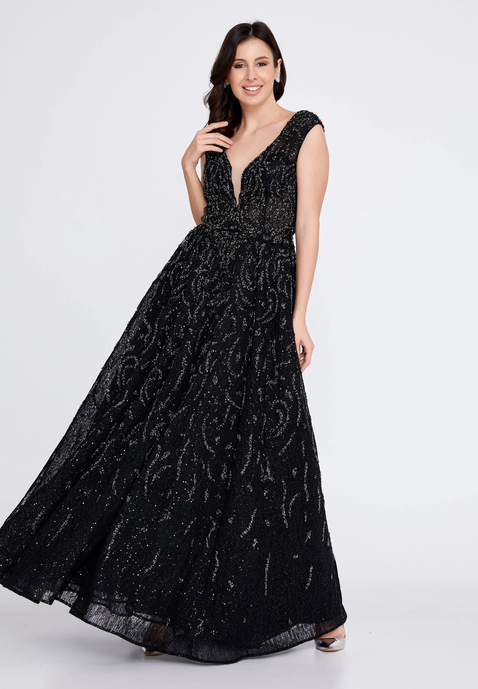 Sleeveless Maxi Sequin A - Line Regular Prom Dress aln1517 - Image 13