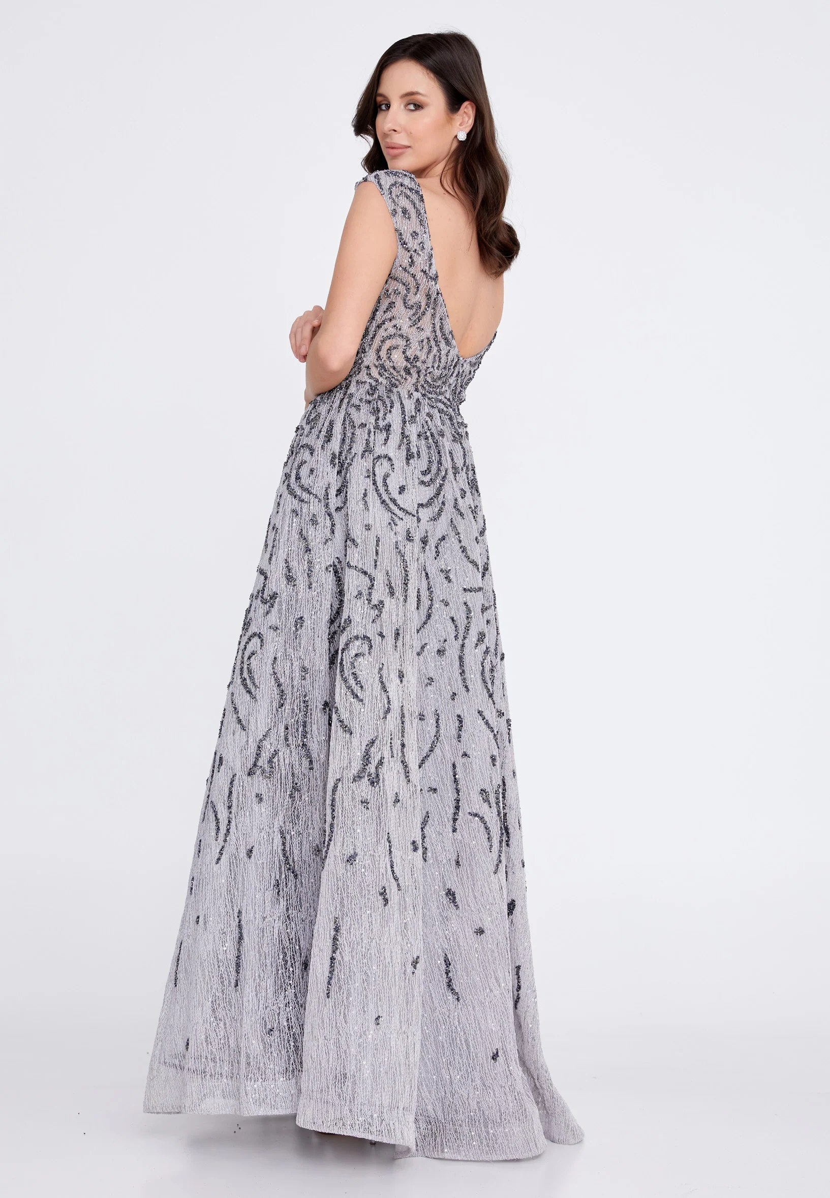 Sleeveless Maxi Sequin A - Line Regular Prom Dress aln1517 - Image 22