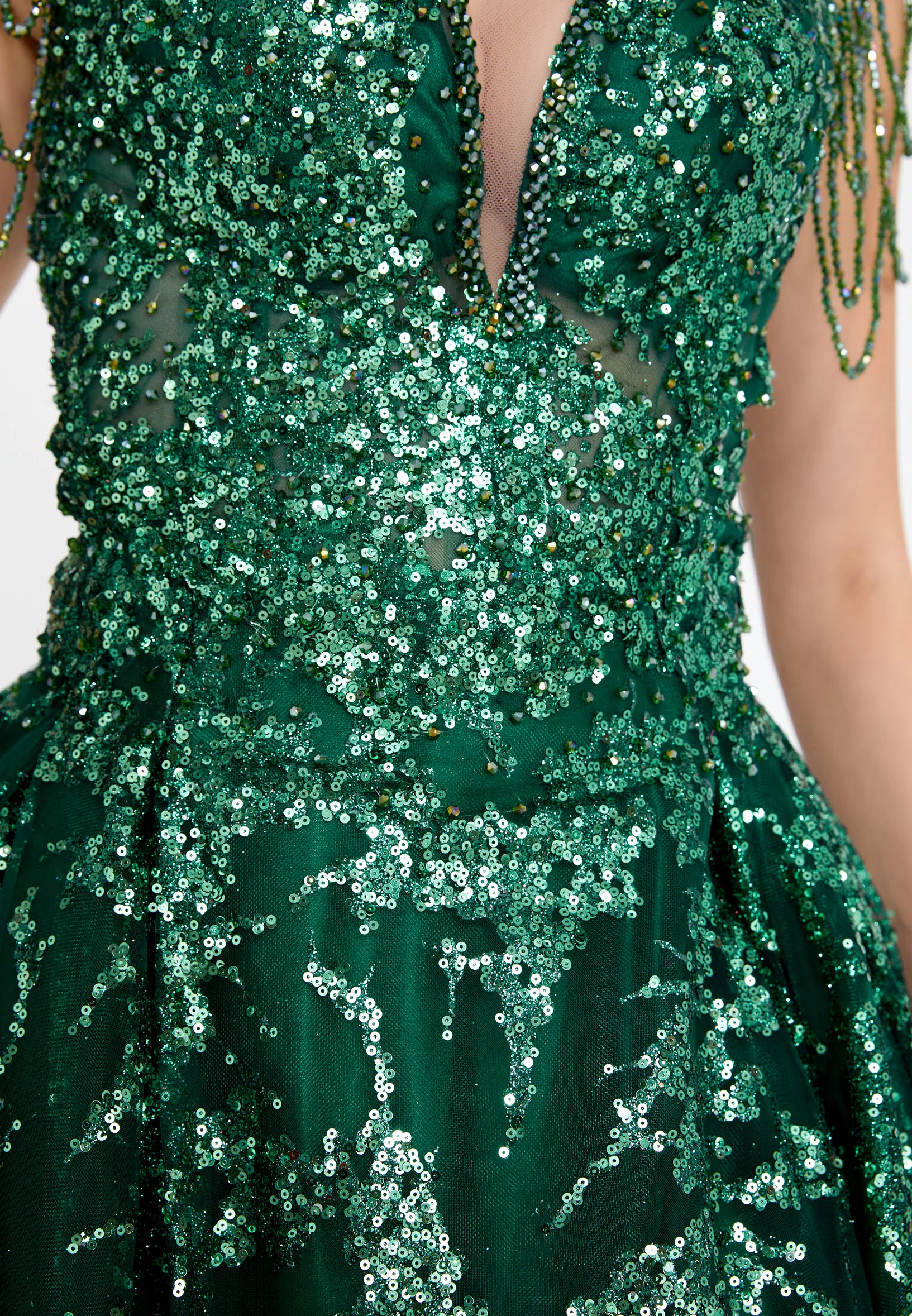 Sleeveless Maxi Sequin A - Line Regular Prom Dress aln1548 - Image 10