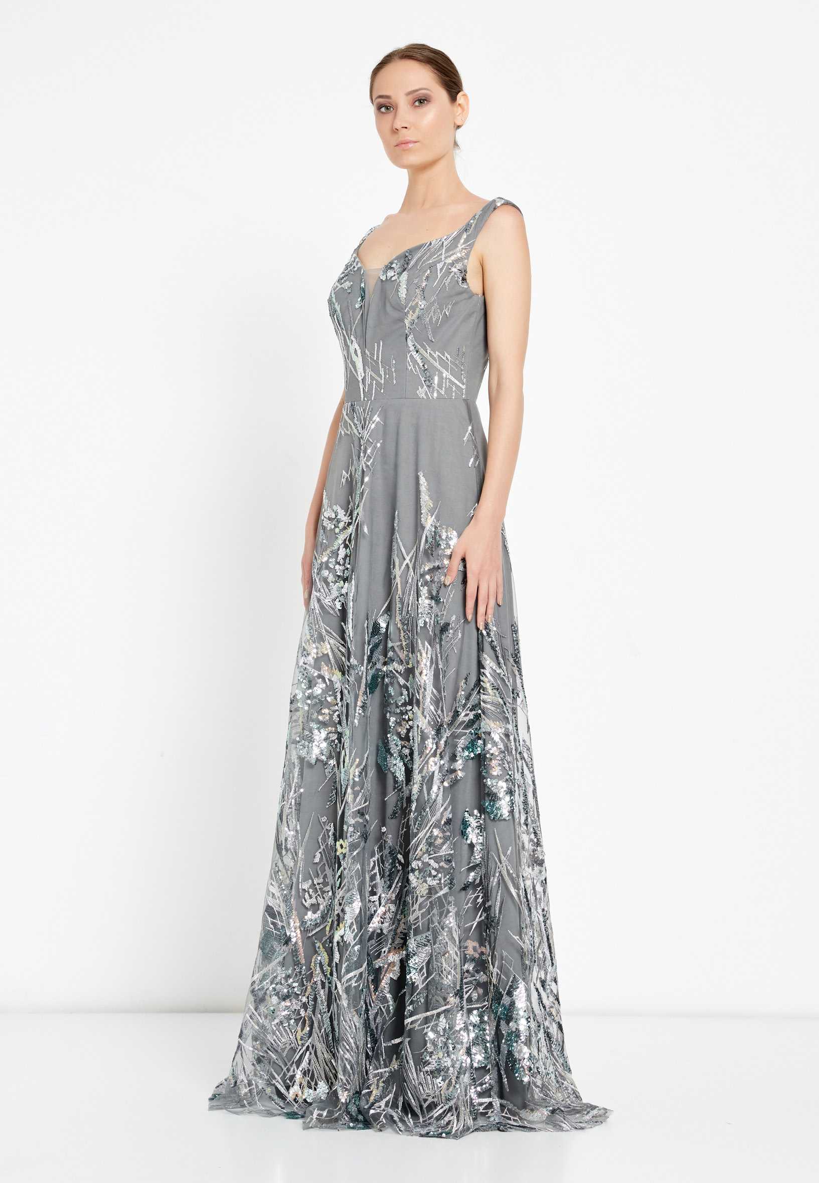 Sleeveless Maxi Sequin A - Line Regular Prom Dress srn8345 - Image 15