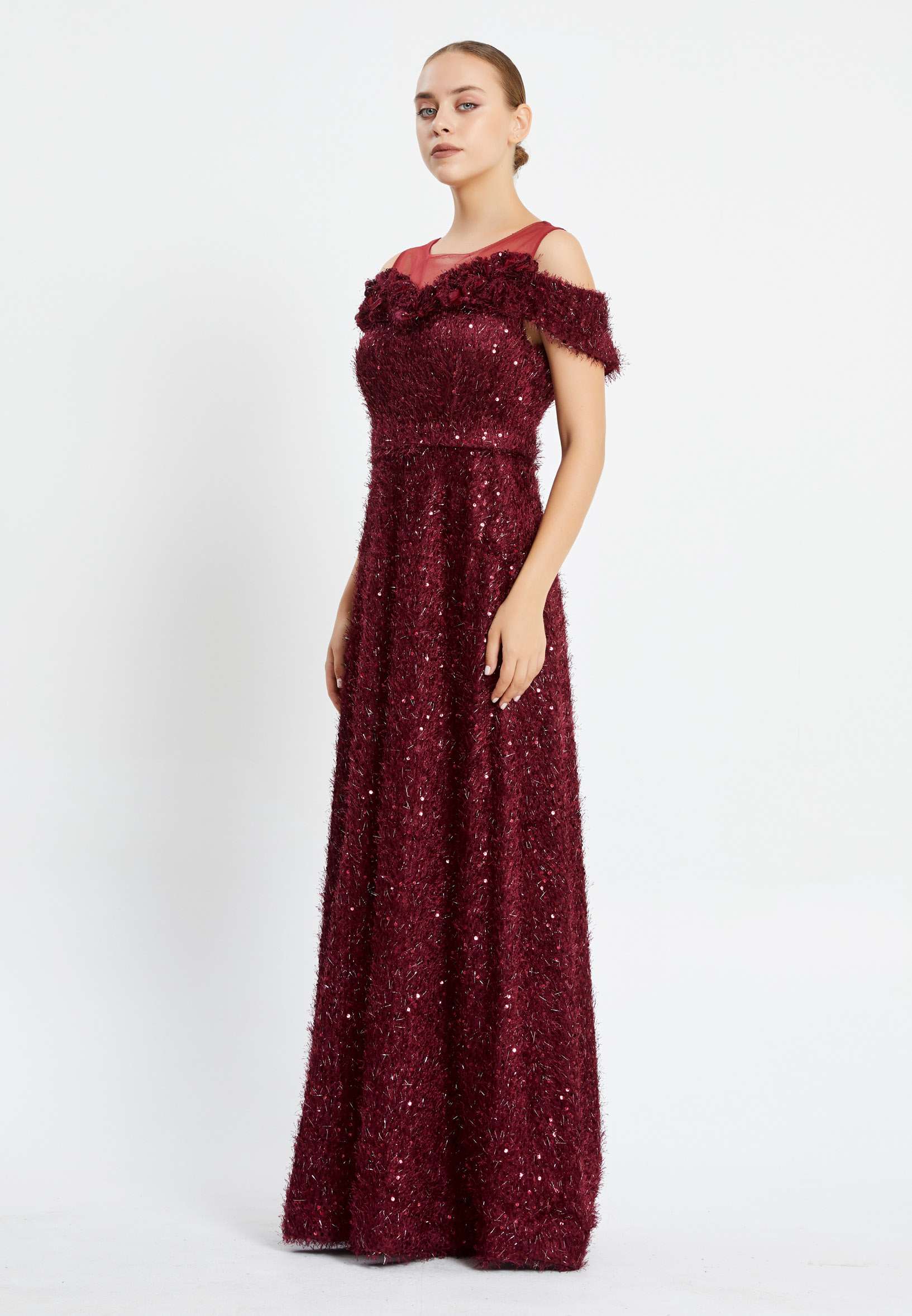 Sleeveless Maxi Sequin Column Regular Prom Dress pnl6896 - Image 3