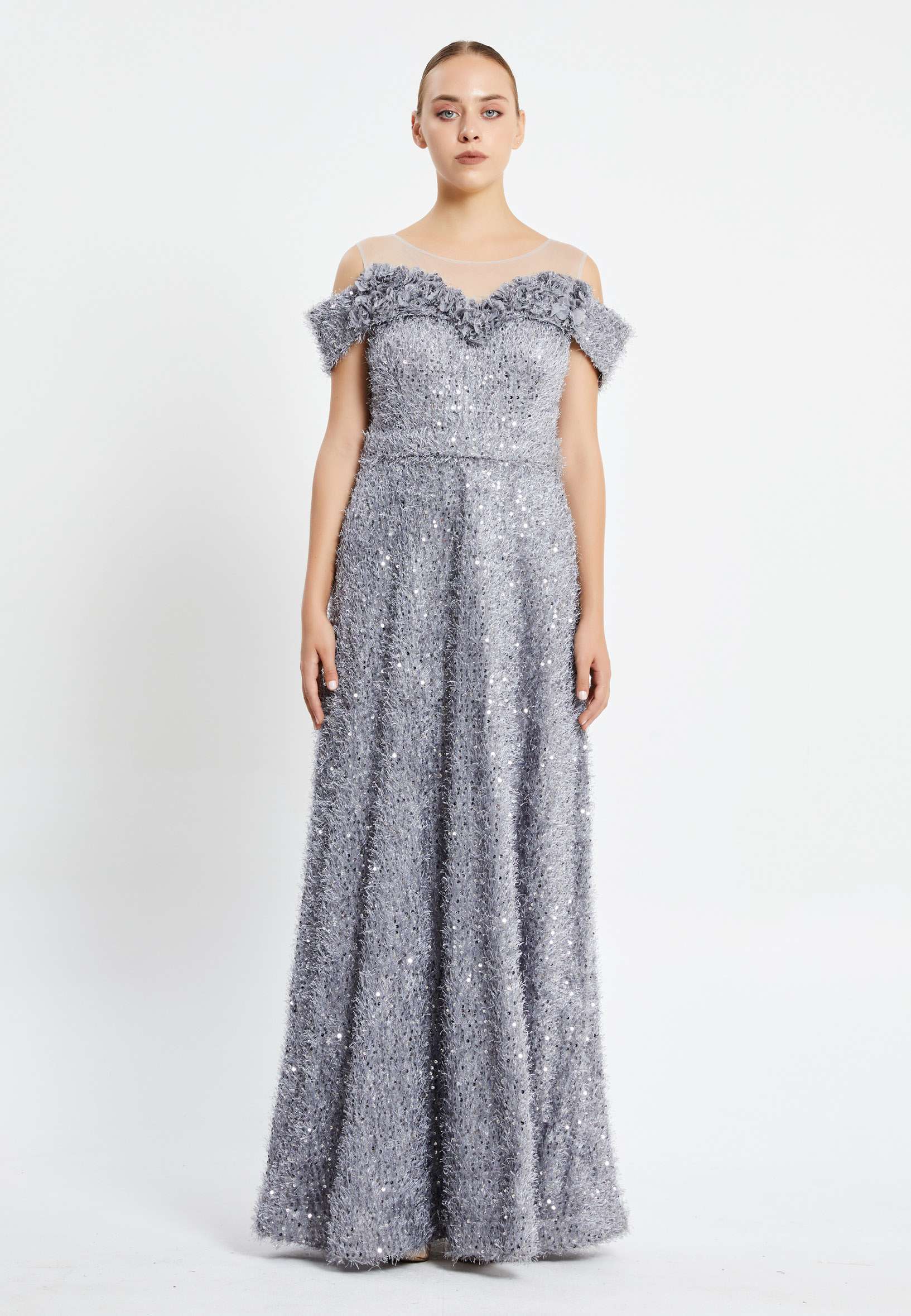 Sleeveless Maxi Sequin Column Regular Prom Dress pnl6896 - Image 5