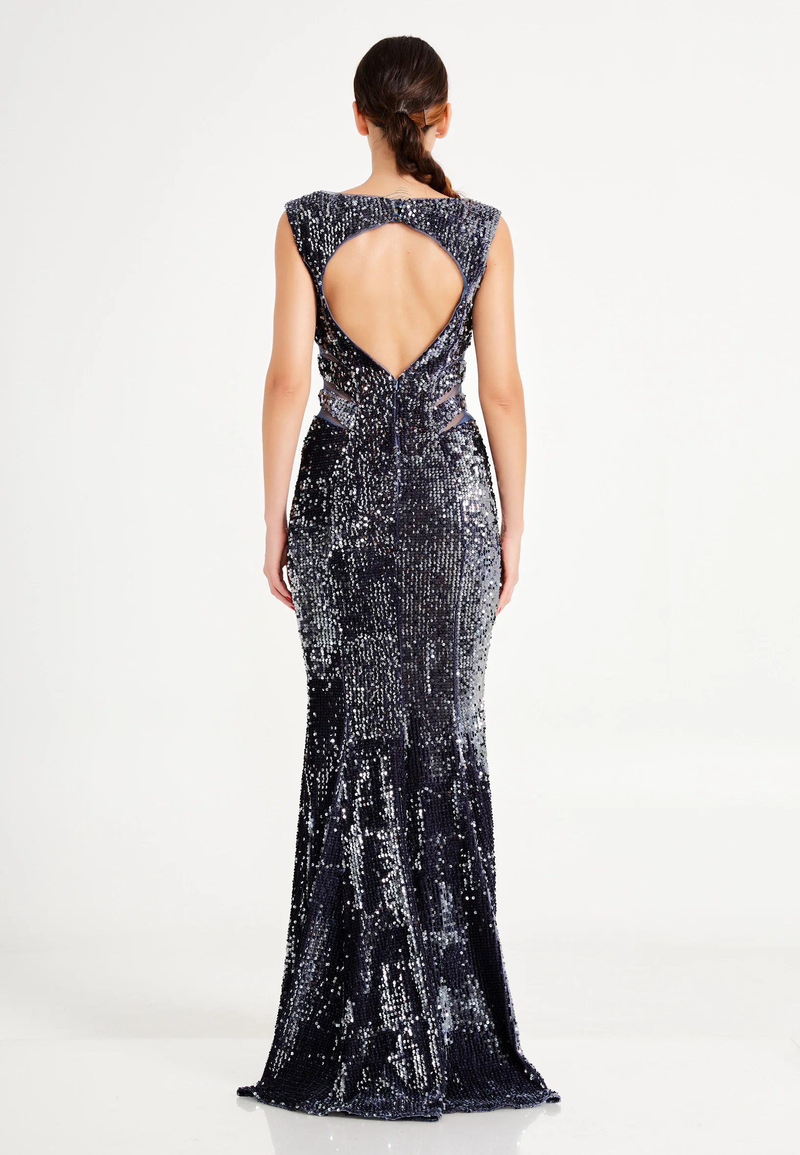 Sleeveless Maxi Sequin Mermaid Regular Evening Dress frc4940 - Image 10