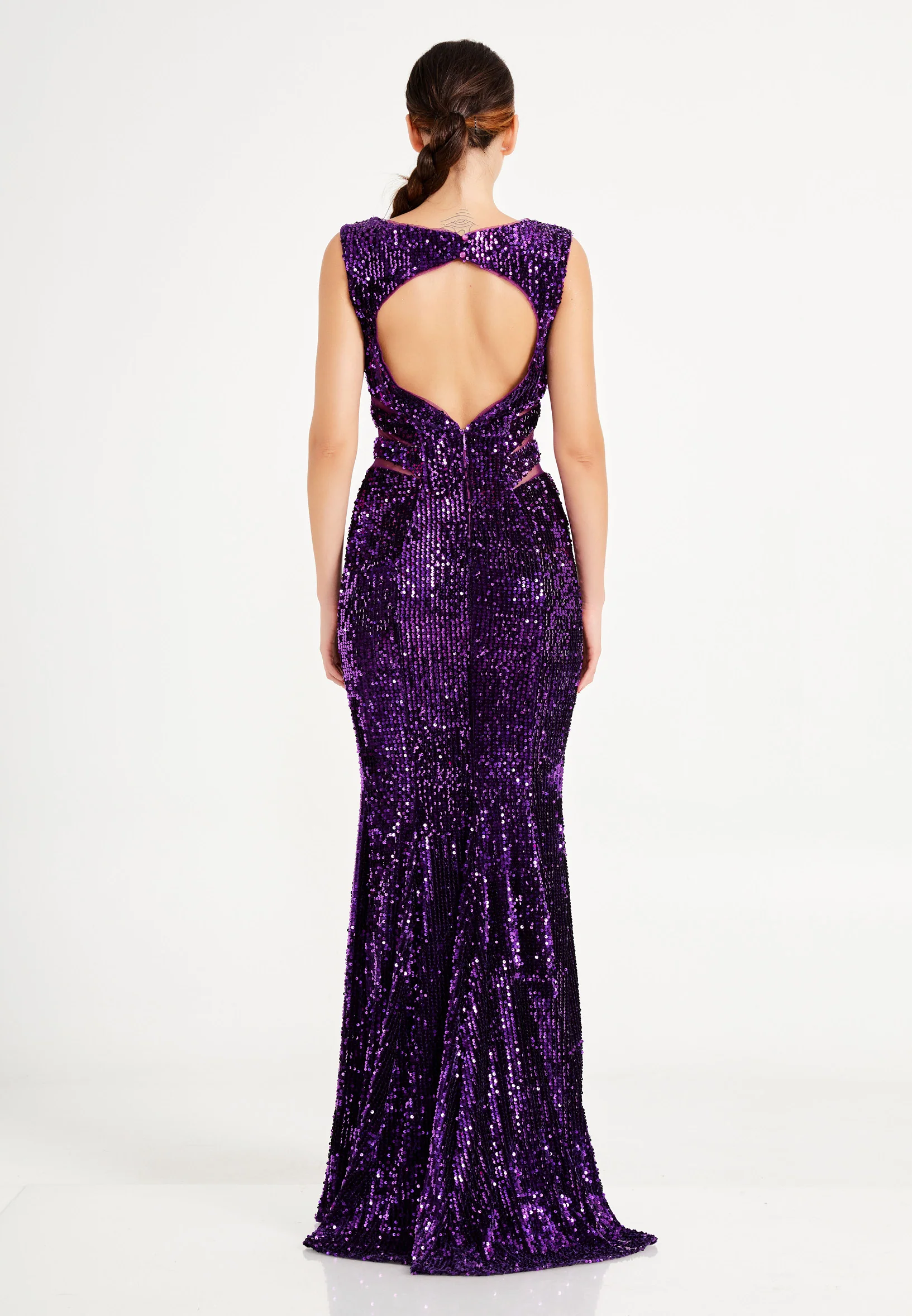 Sleeveless Maxi Sequin Mermaid Regular Evening Dress frc4940 - Image 18