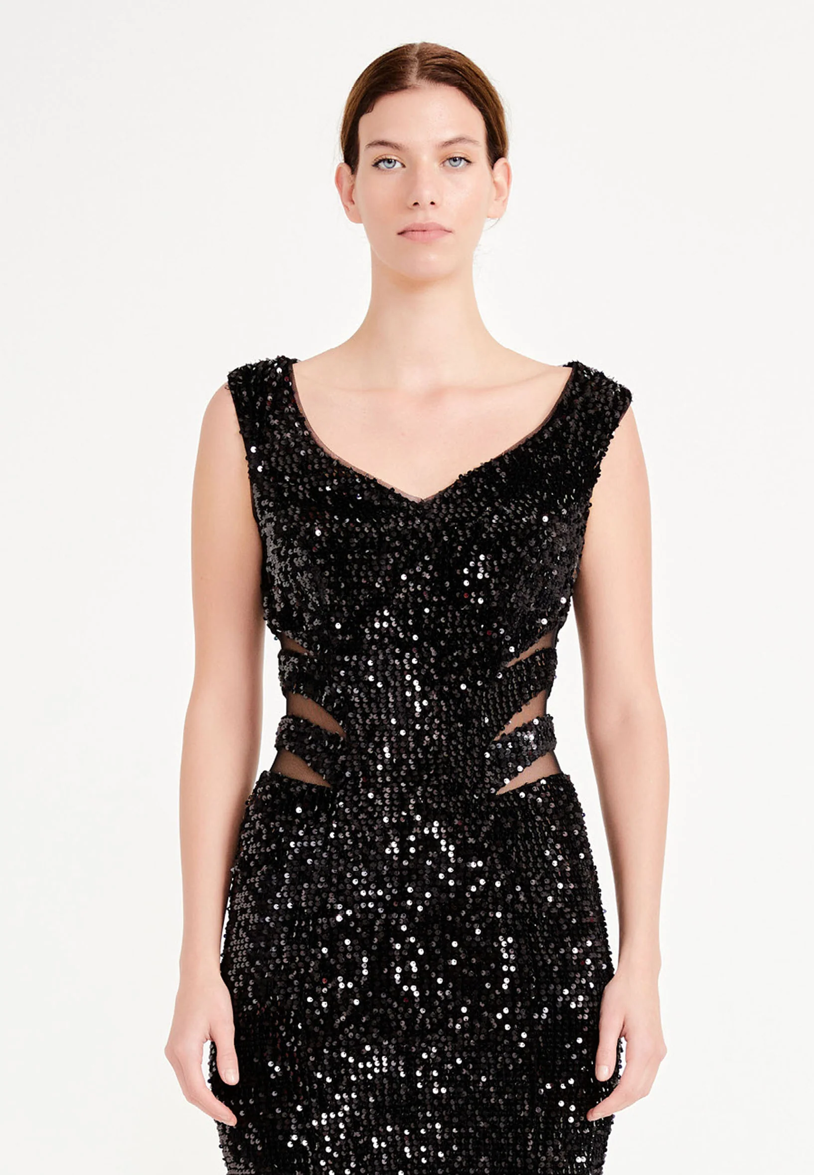 Sleeveless Maxi Sequin Mermaid Regular Evening Dress frc4940 - Image 4
