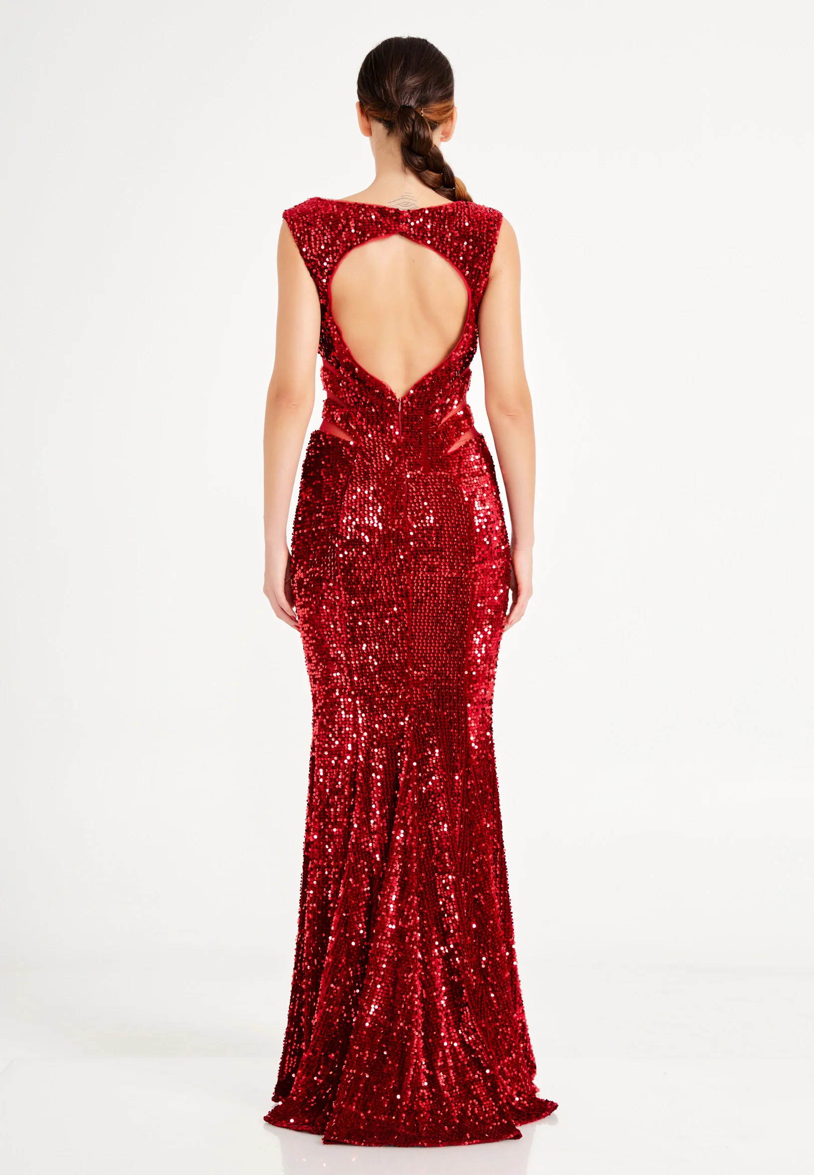 Sleeveless Maxi Sequin Mermaid Regular Evening Dress frc4940 - Image 6