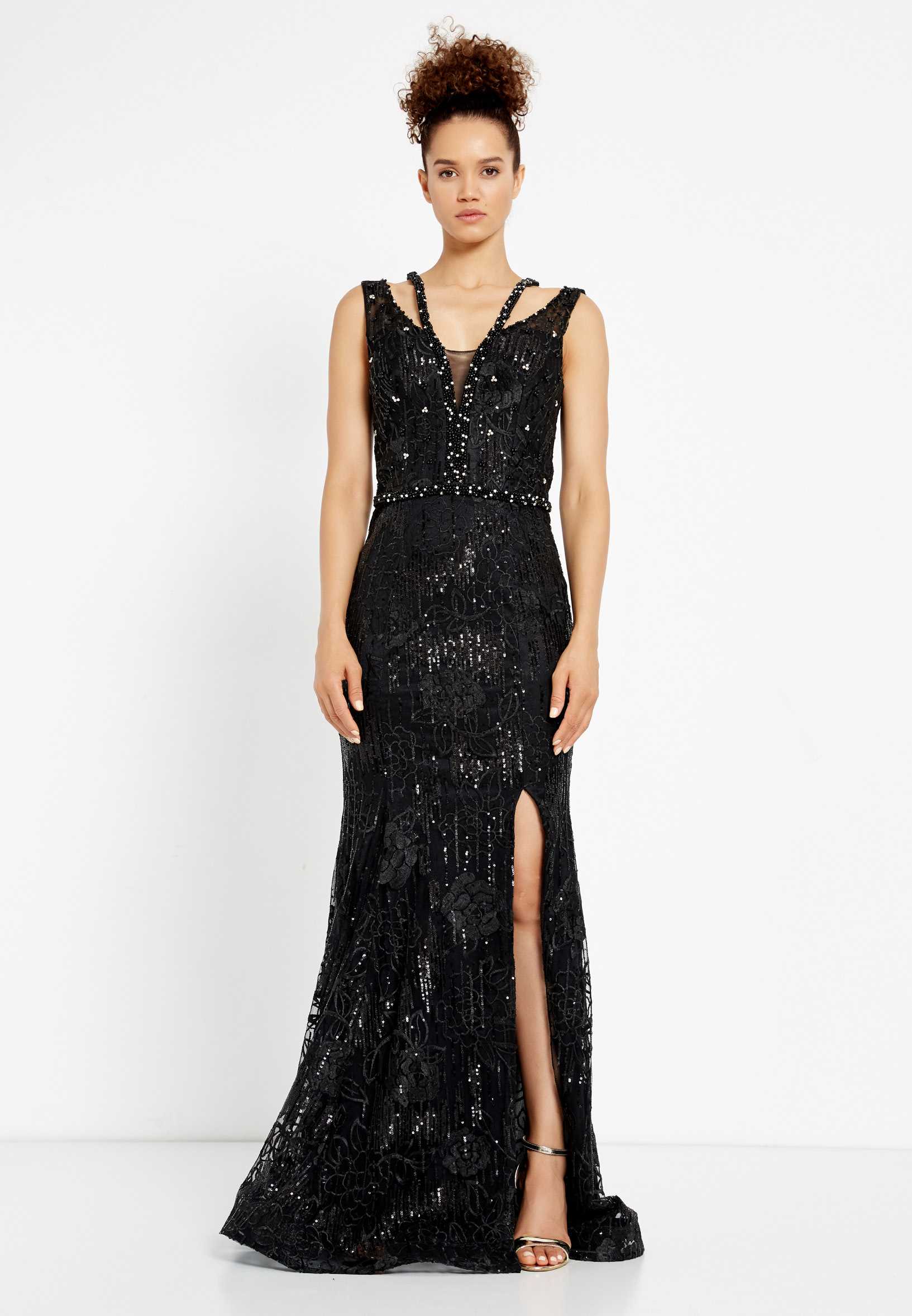 Sleeveless Maxi Sequin Mermaid Regular Evening Dress rmn2956