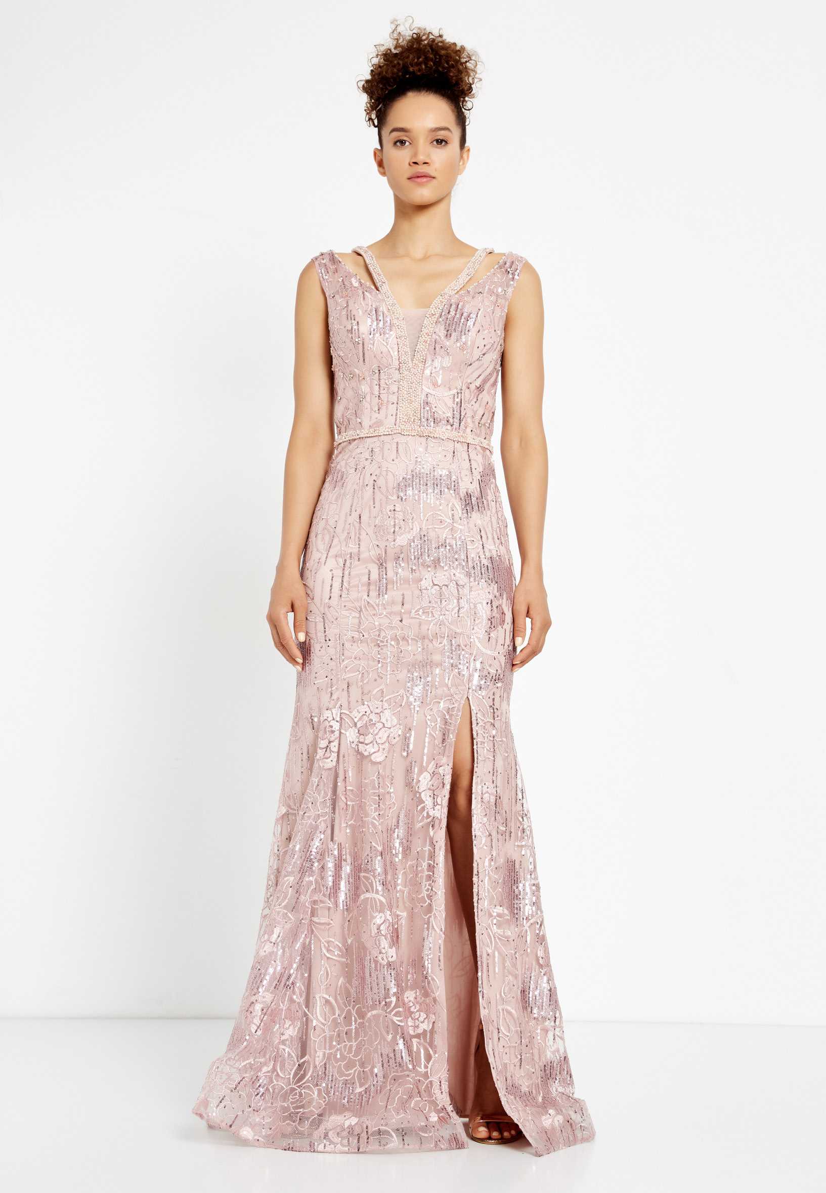 Sleeveless Maxi Sequin Mermaid Regular Evening Dress rmn2956 - Image 13