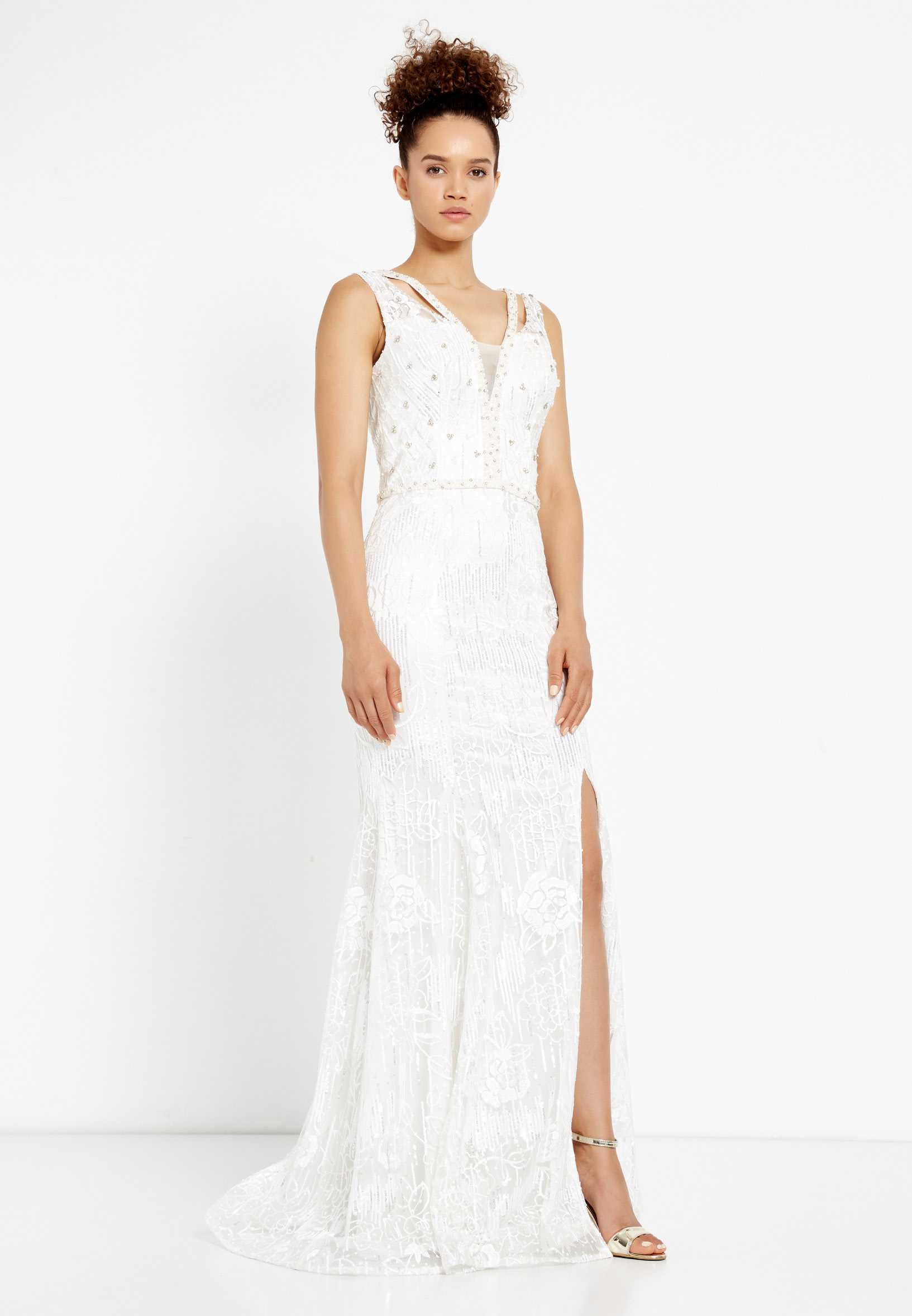 Sleeveless Maxi Sequin Mermaid Regular Evening Dress rmn2956 - Image 19