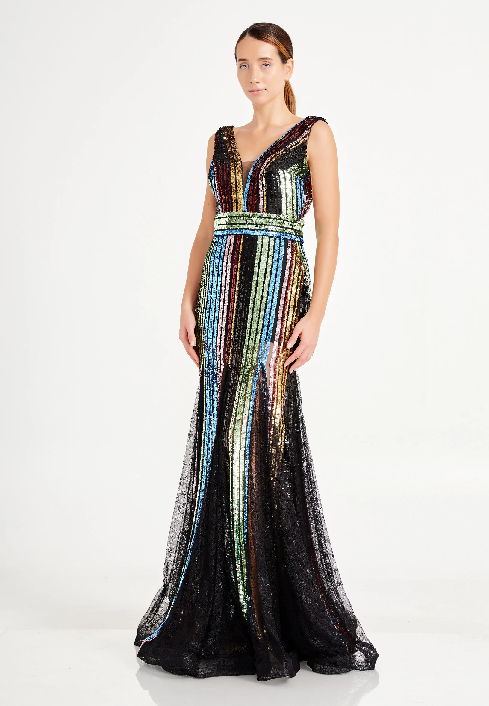 Sleeveless Maxi Sequin Mermaid Regular Prom Dress dkl504 - Image 3