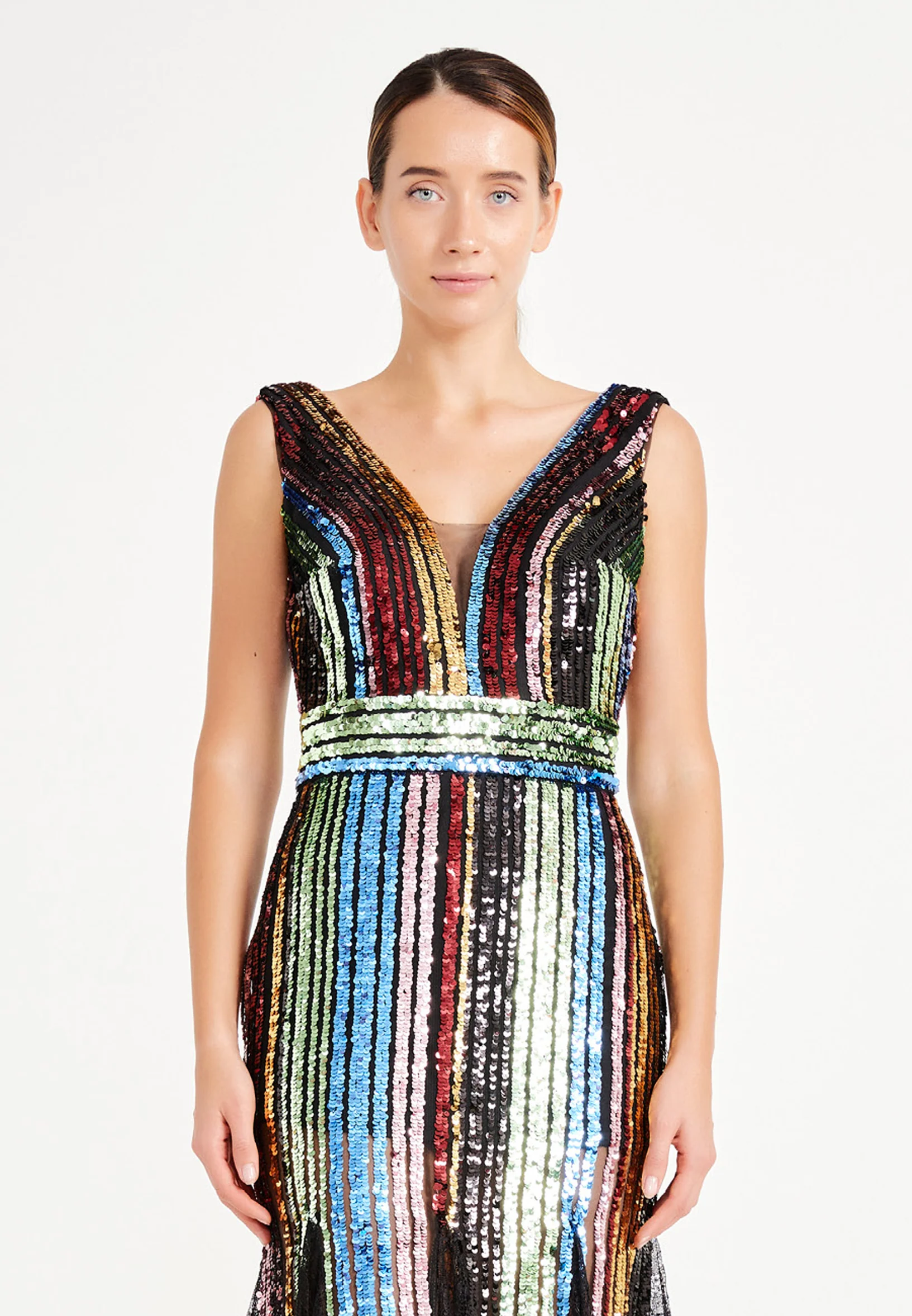 Sleeveless Maxi Sequin Mermaid Regular Prom Dress dkl504 - Image 4