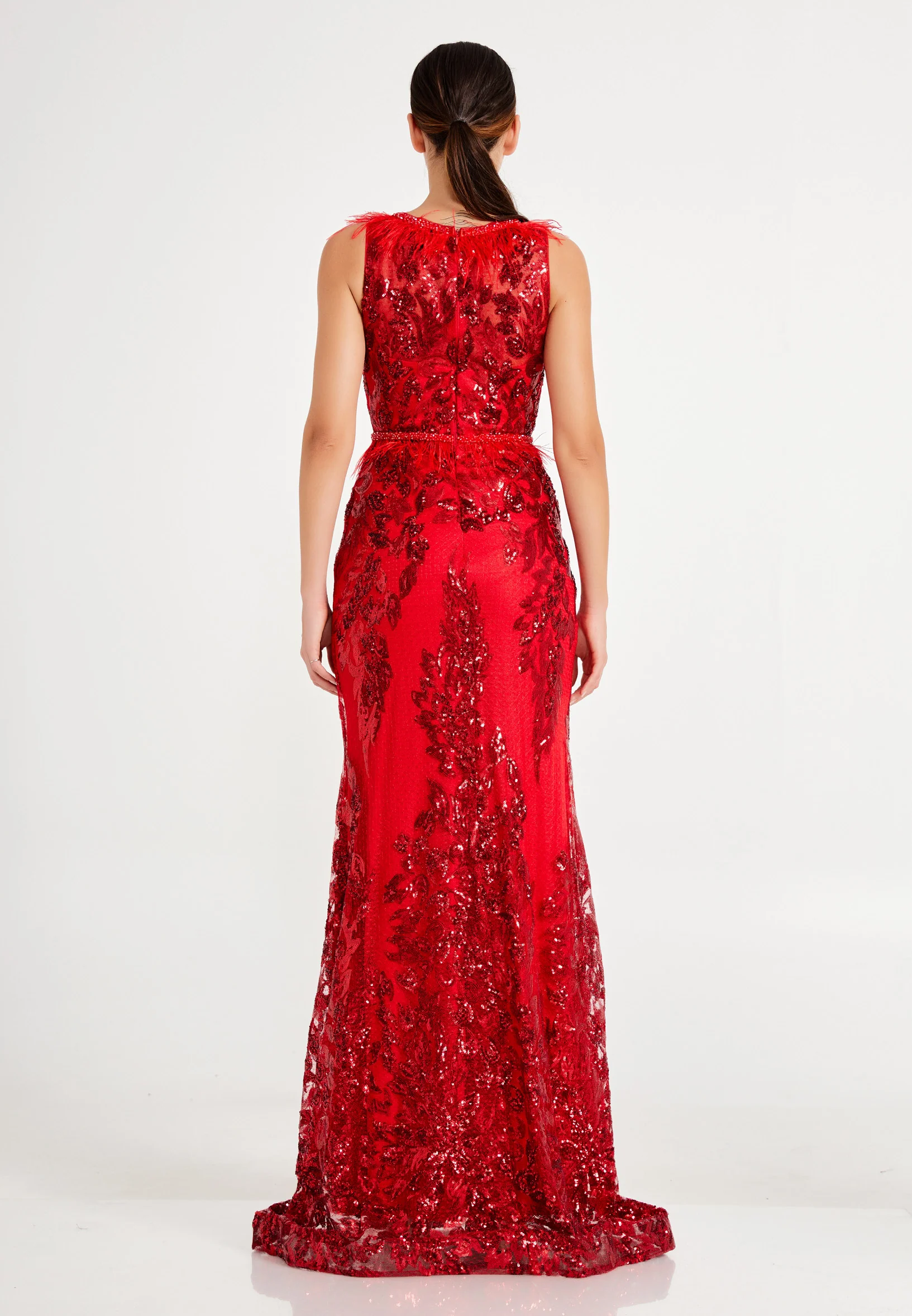 Sleeveless Maxi Sequin Mermaid Regular Prom Dress frc6410 - Image 6