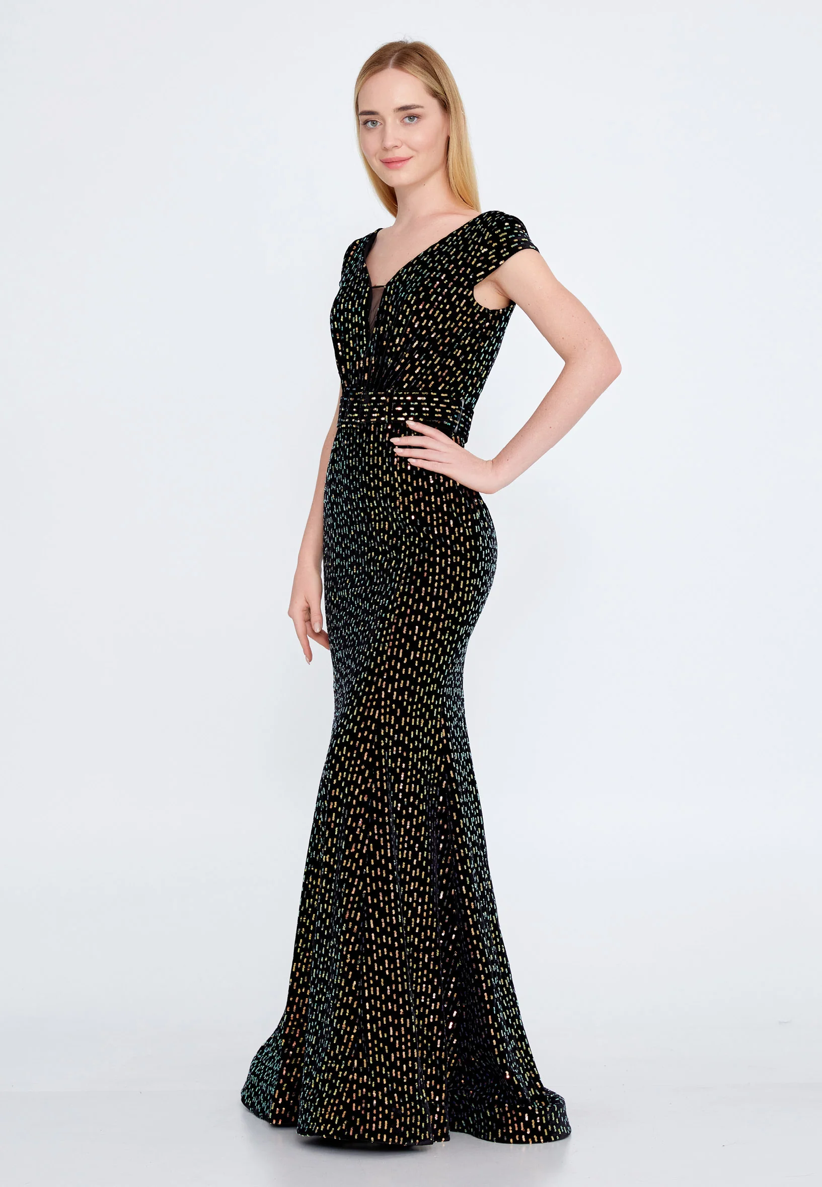 Sleeveless Maxi Sequin Mermaid Regular Prom Dress fvl2187 - Image 7