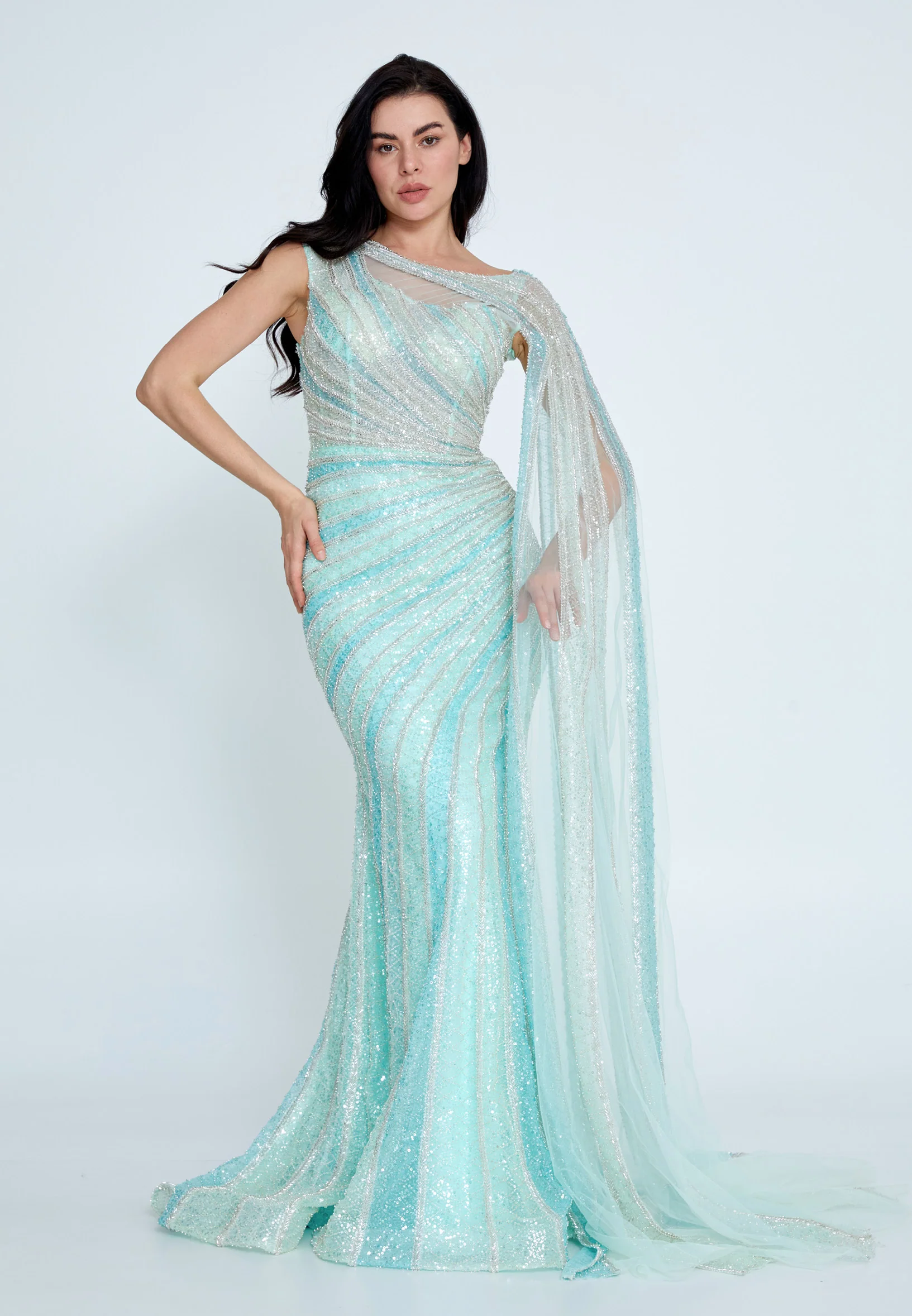 Sleeveless Maxi Sequin Mermaid Regular Prom Dress mti1004 - Image 5