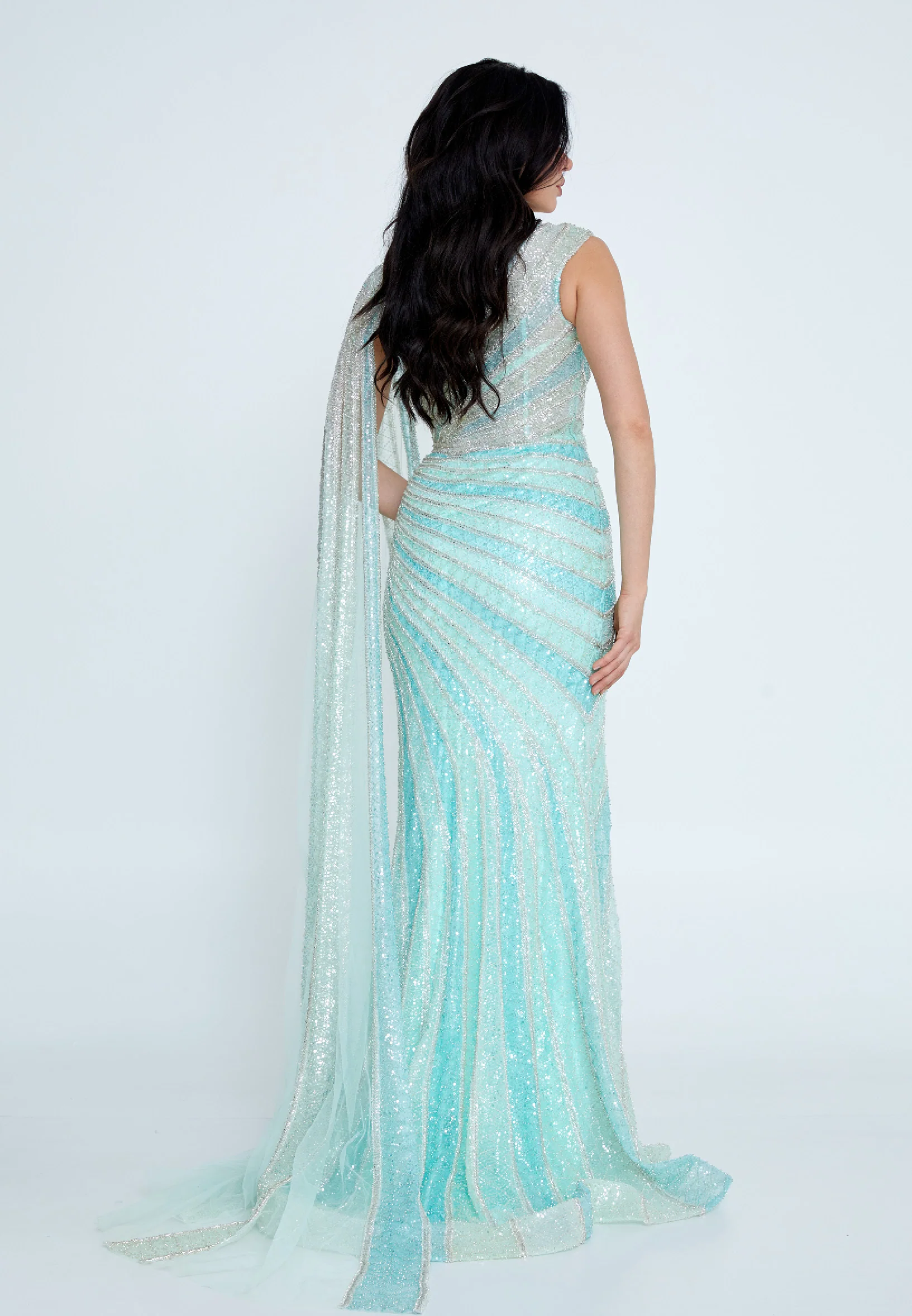 Sleeveless Maxi Sequin Mermaid Regular Prom Dress mti1004 - Image 6