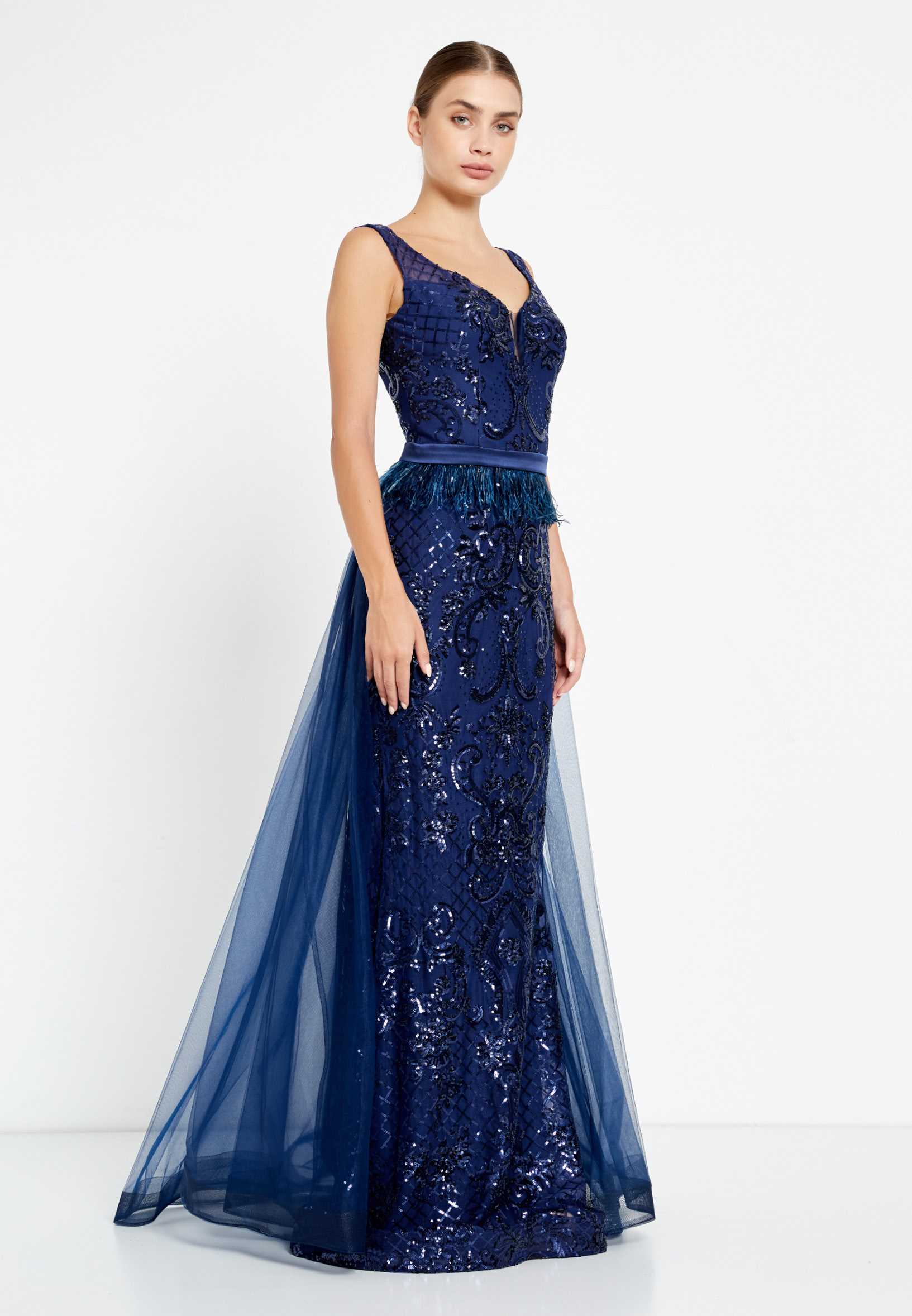 Sleeveless Maxi Sequin Mermaid Regular Prom Dress rmn2600 - Image 11