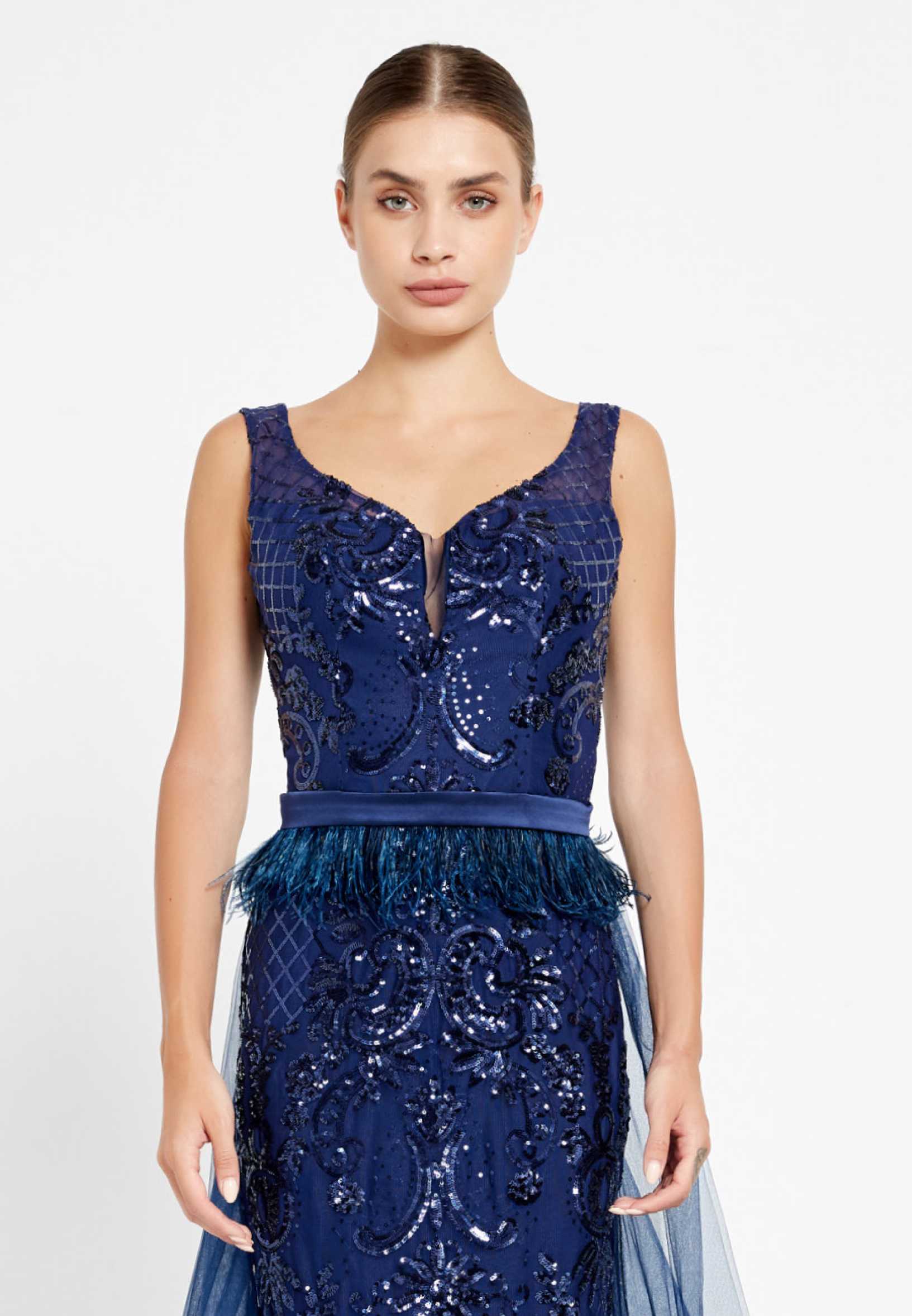 Sleeveless Maxi Sequin Mermaid Regular Prom Dress rmn2600 - Image 12