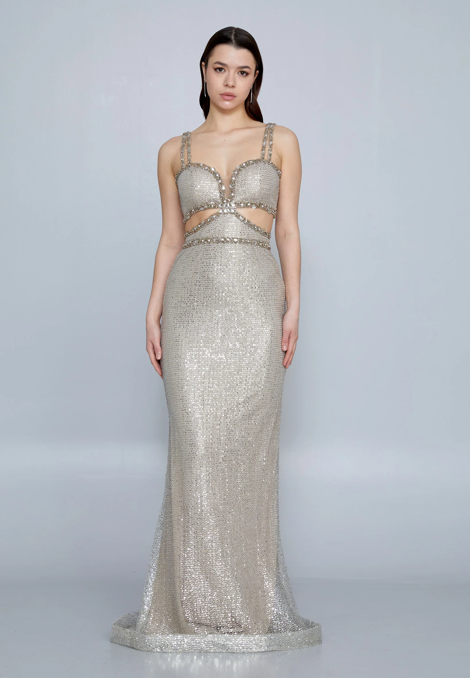 Sleeveless Maxi Sequin Mermaid Regular Wedding Guest Dress aln1643 - Image 5