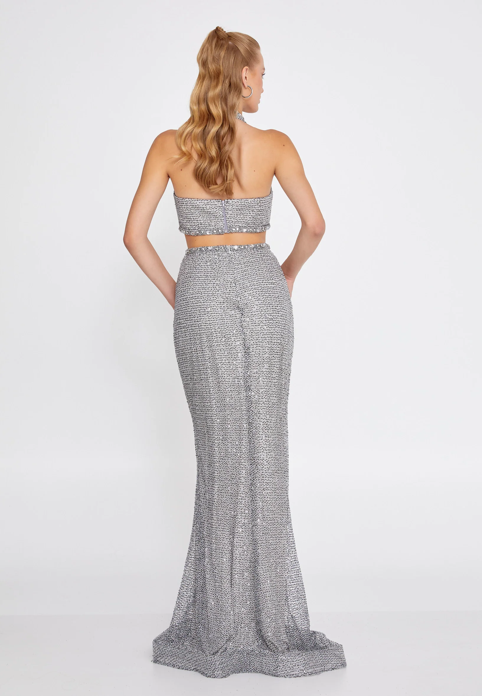 Sleeveless Maxi Sequin Mermaid Regular Wedding Guest Dress aln1644 - Image 27