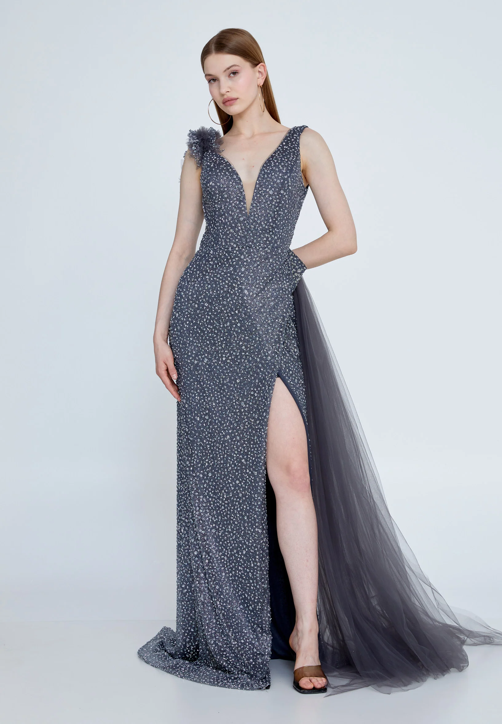 Sleeveless Maxi Sequin Mermaid Regular Wedding Guest Dress aln1699