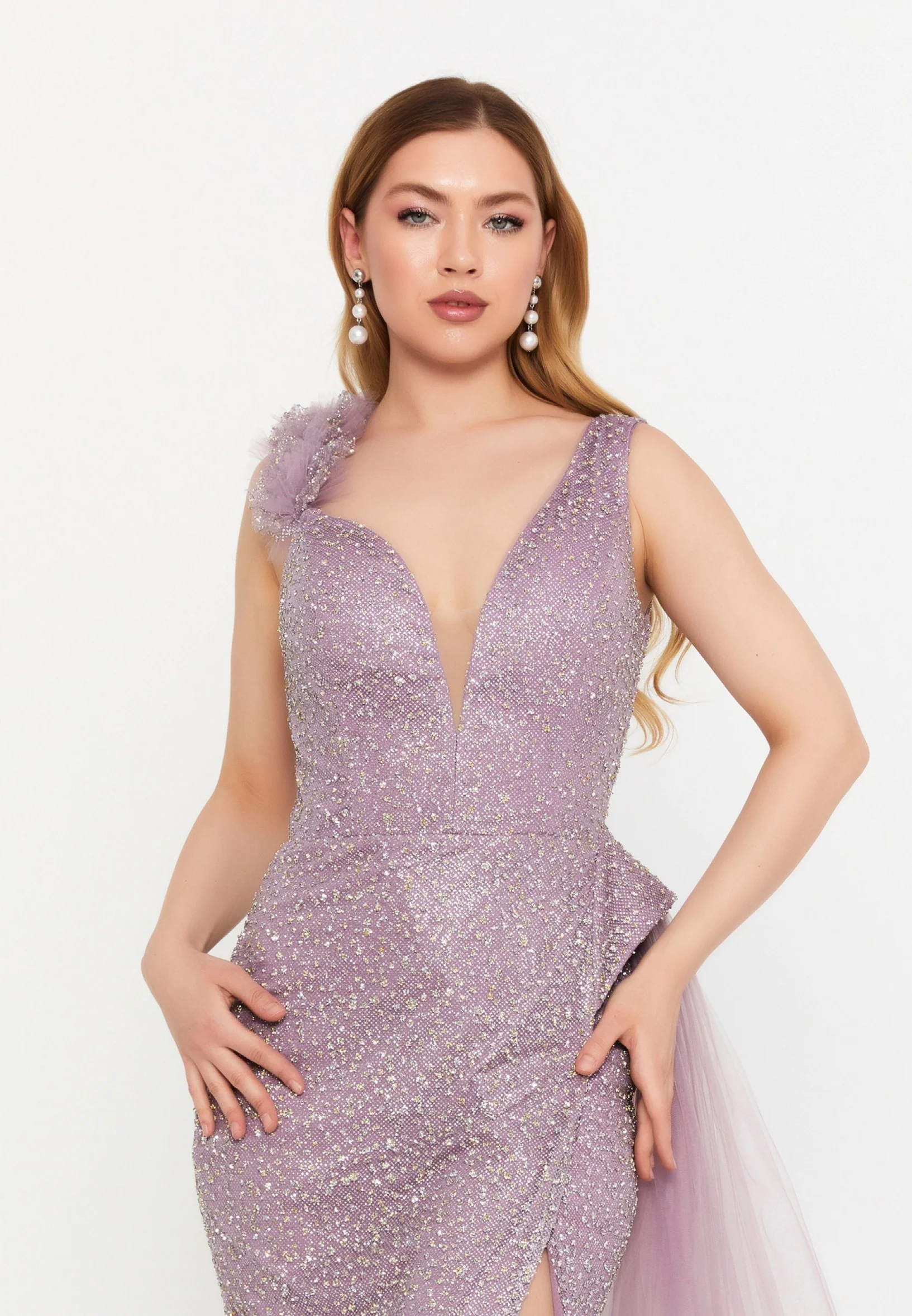Sleeveless Maxi Sequin Mermaid Regular Wedding Guest Dress aln1699 - Image 16