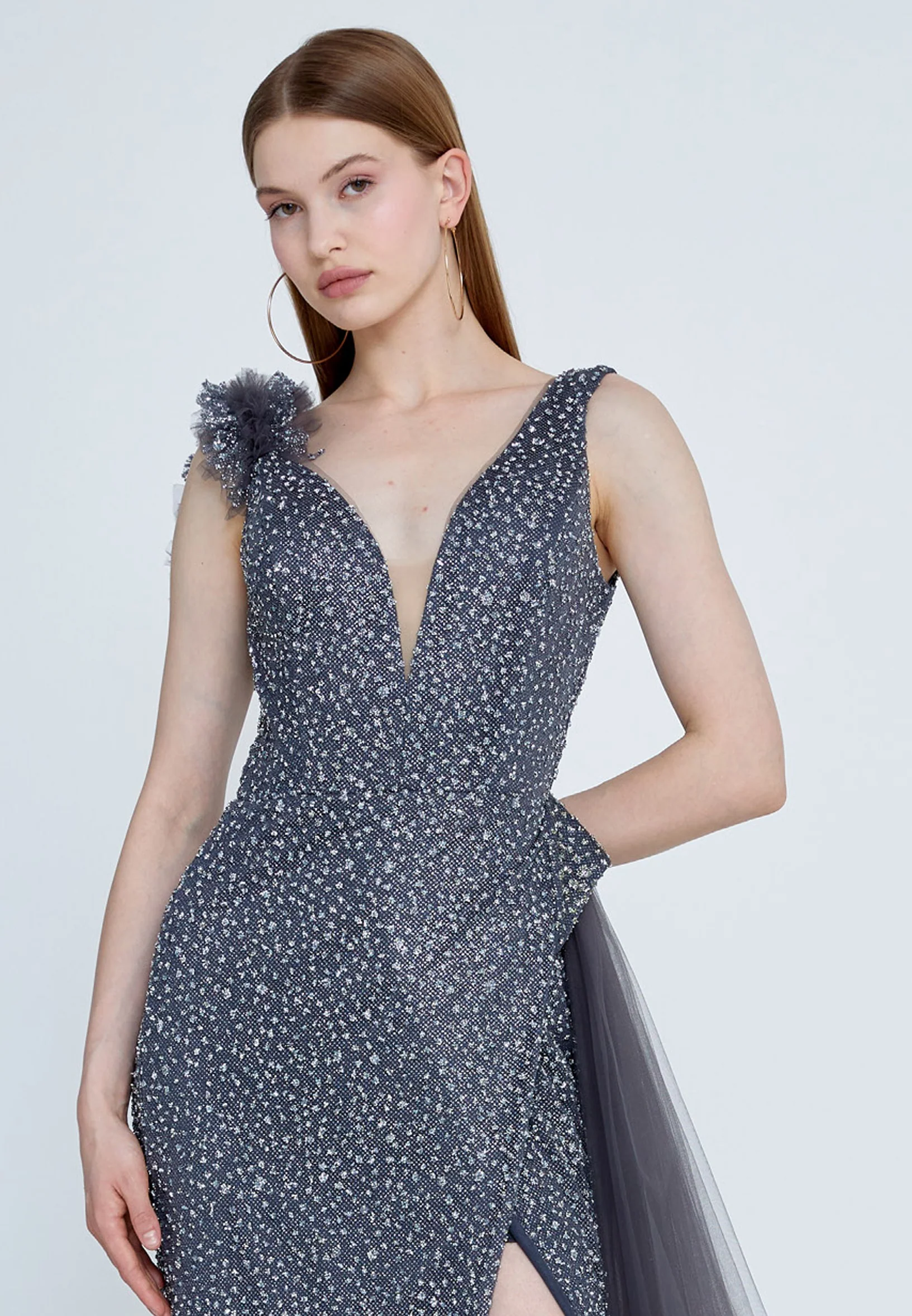 Sleeveless Maxi Sequin Mermaid Regular Wedding Guest Dress aln1699 - Image 4