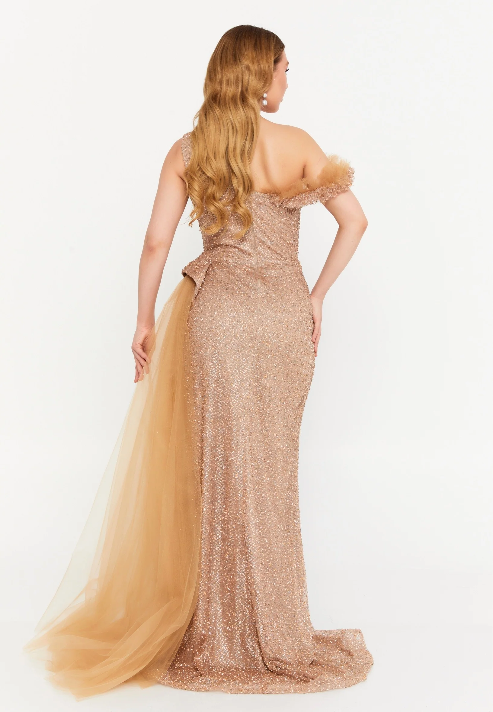 Sleeveless Maxi Sequin Mermaid Regular Wedding Guest Dress aln1699 - Image 6