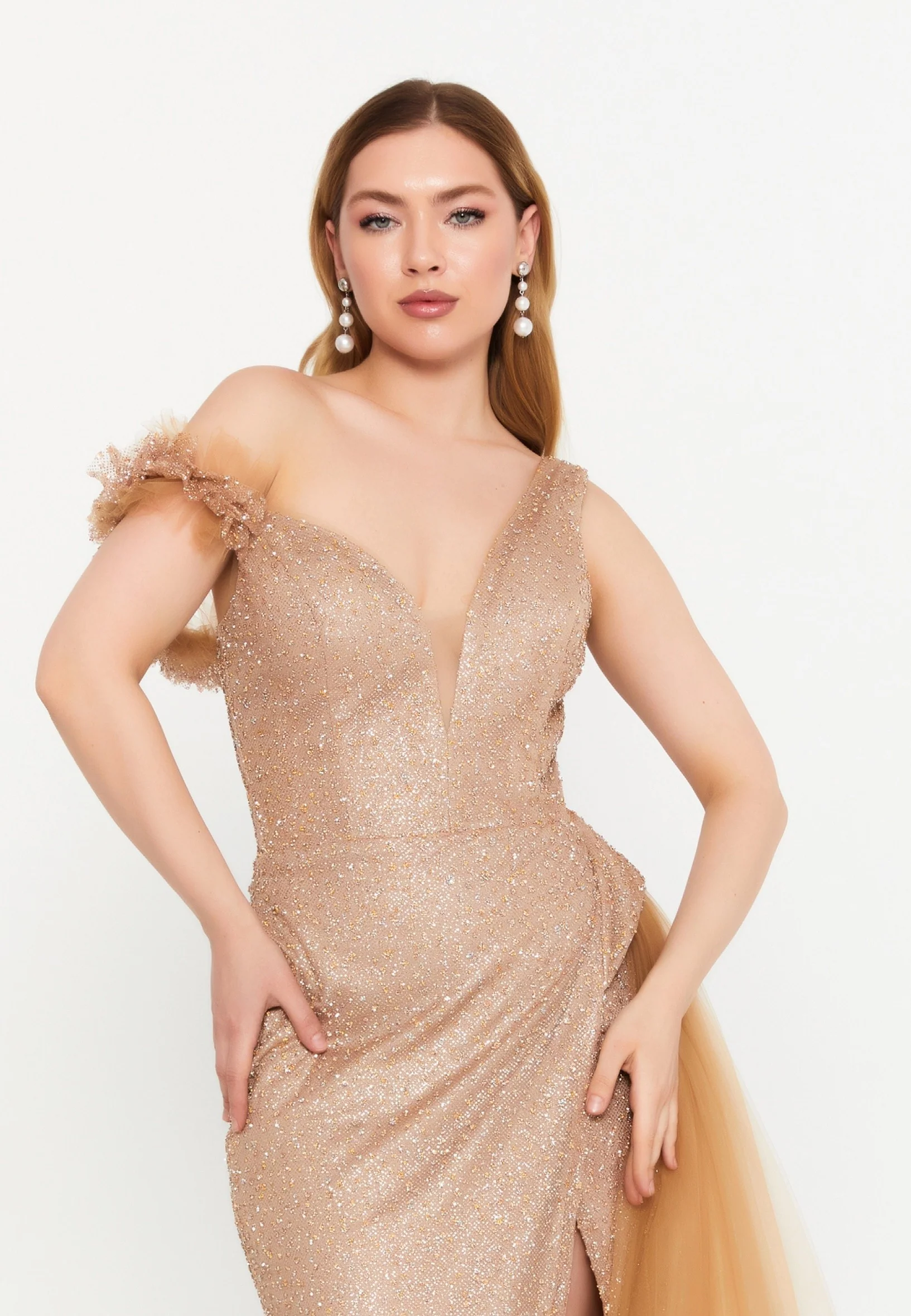 Sleeveless Maxi Sequin Mermaid Regular Wedding Guest Dress aln1699 - Image 8