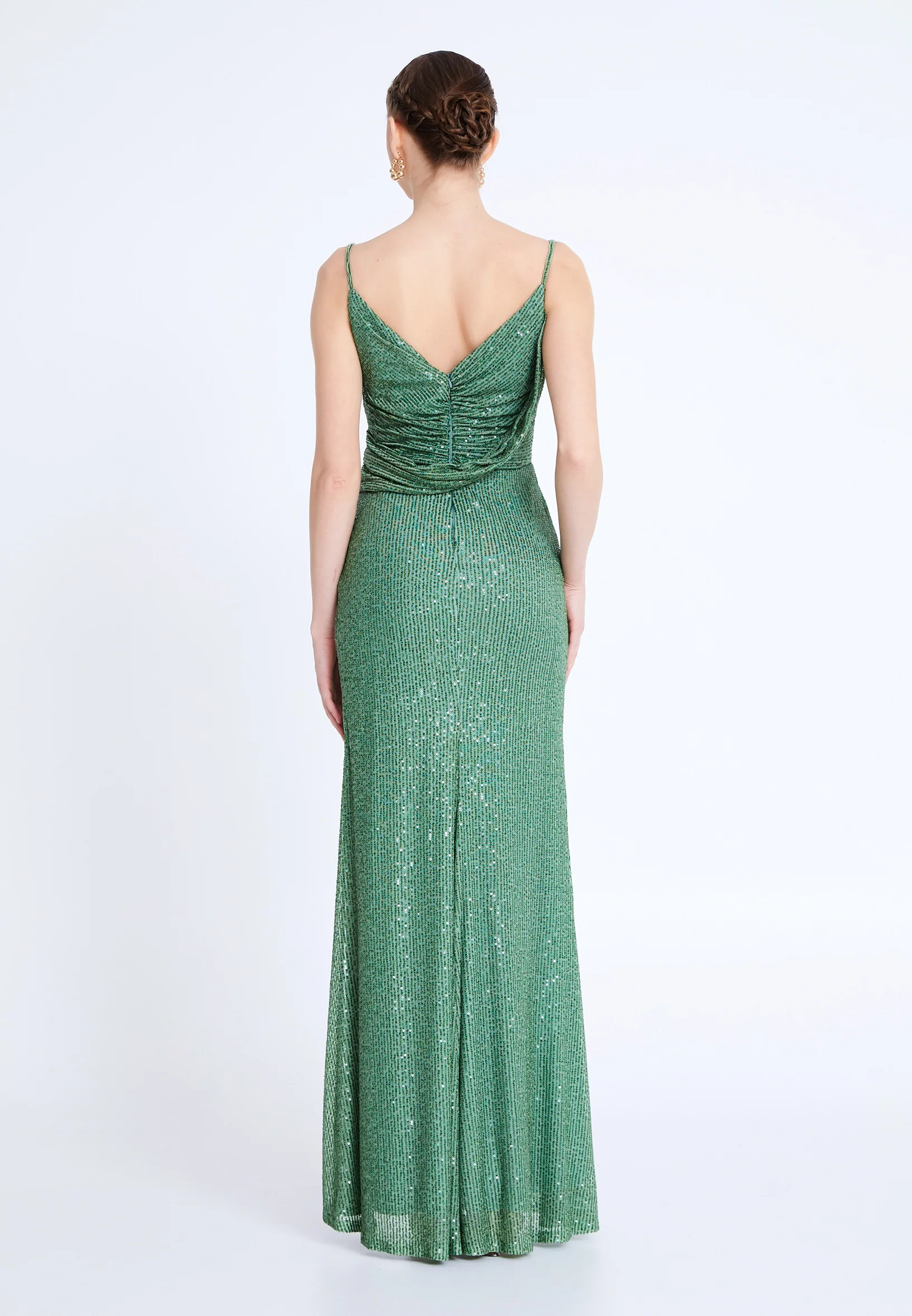 Sleeveless Maxi Sequin Mermaid Regular Wedding Guest Dress aln1804 - Image 10