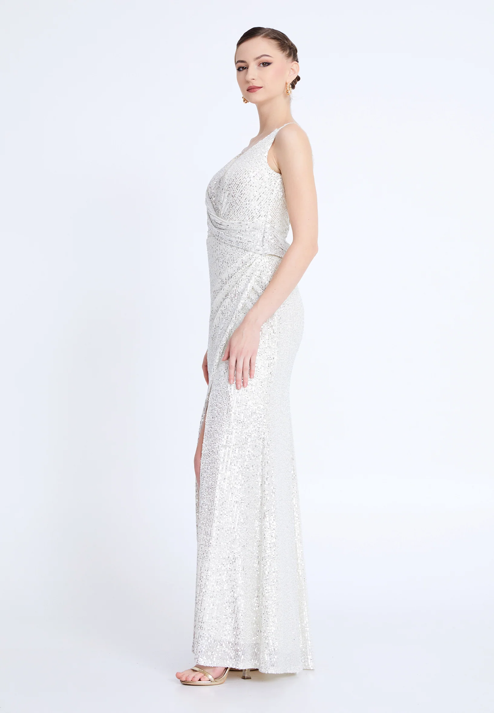 Sleeveless Maxi Sequin Mermaid Regular Wedding Guest Dress aln1804 - Image 7