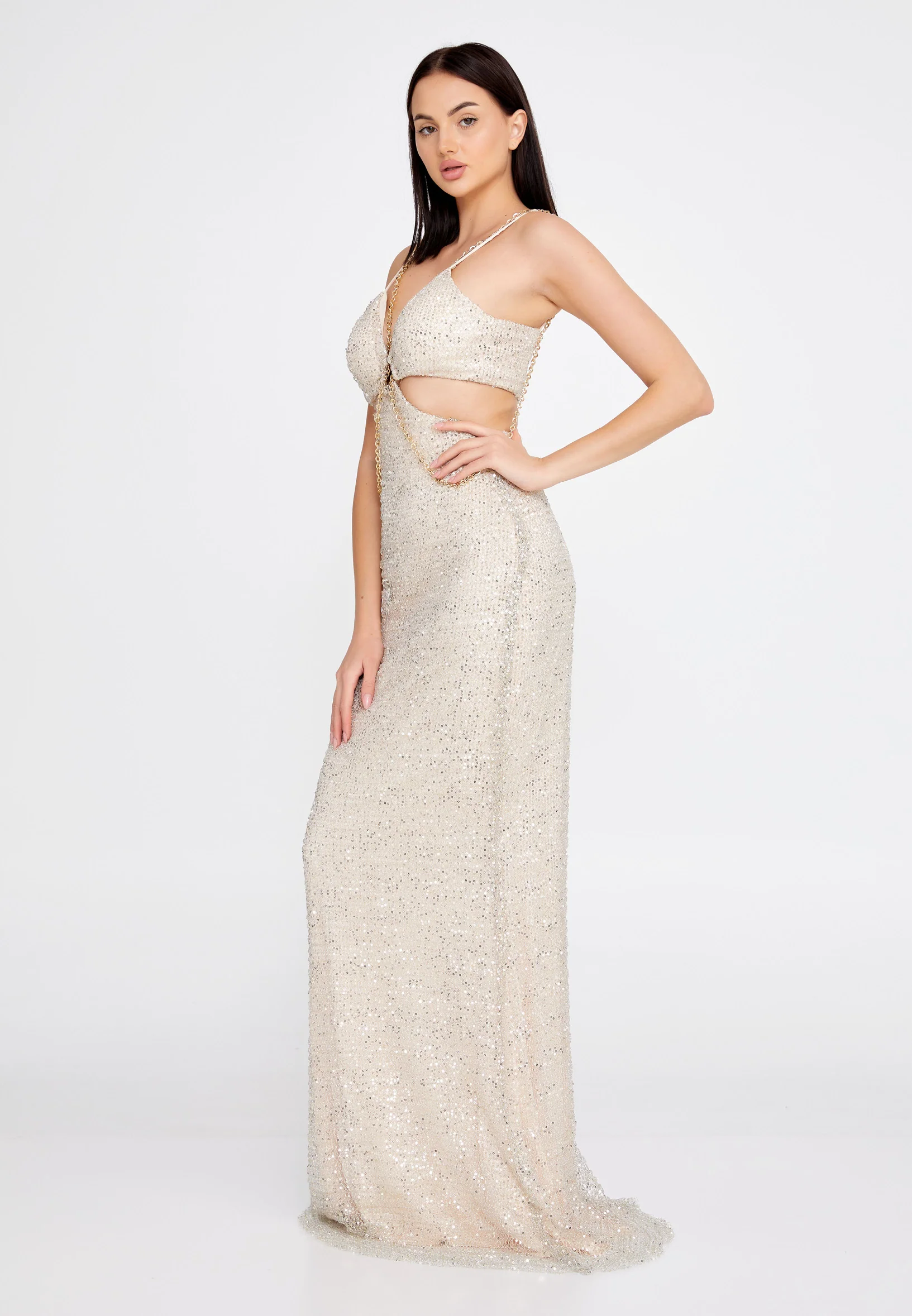 Sleeveless Maxi Sequin Mermaid Regular Wedding Guest Dress prl158 - Image 11