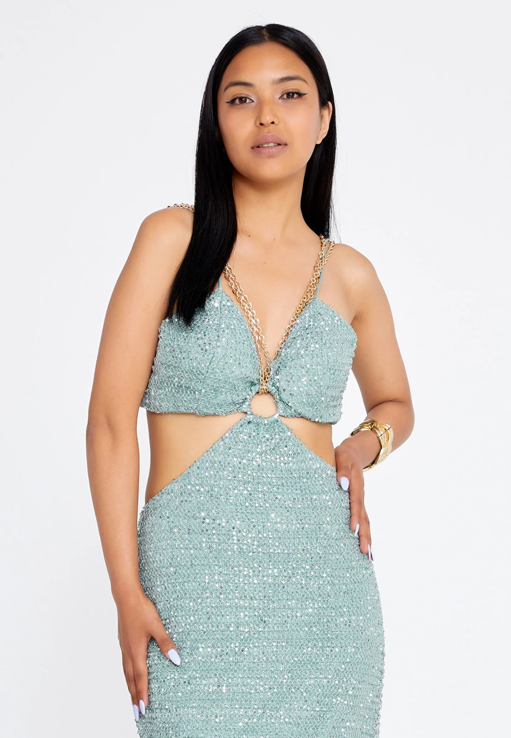 Sleeveless Maxi Sequin Mermaid Regular Wedding Guest Dress prl158 - Image 16