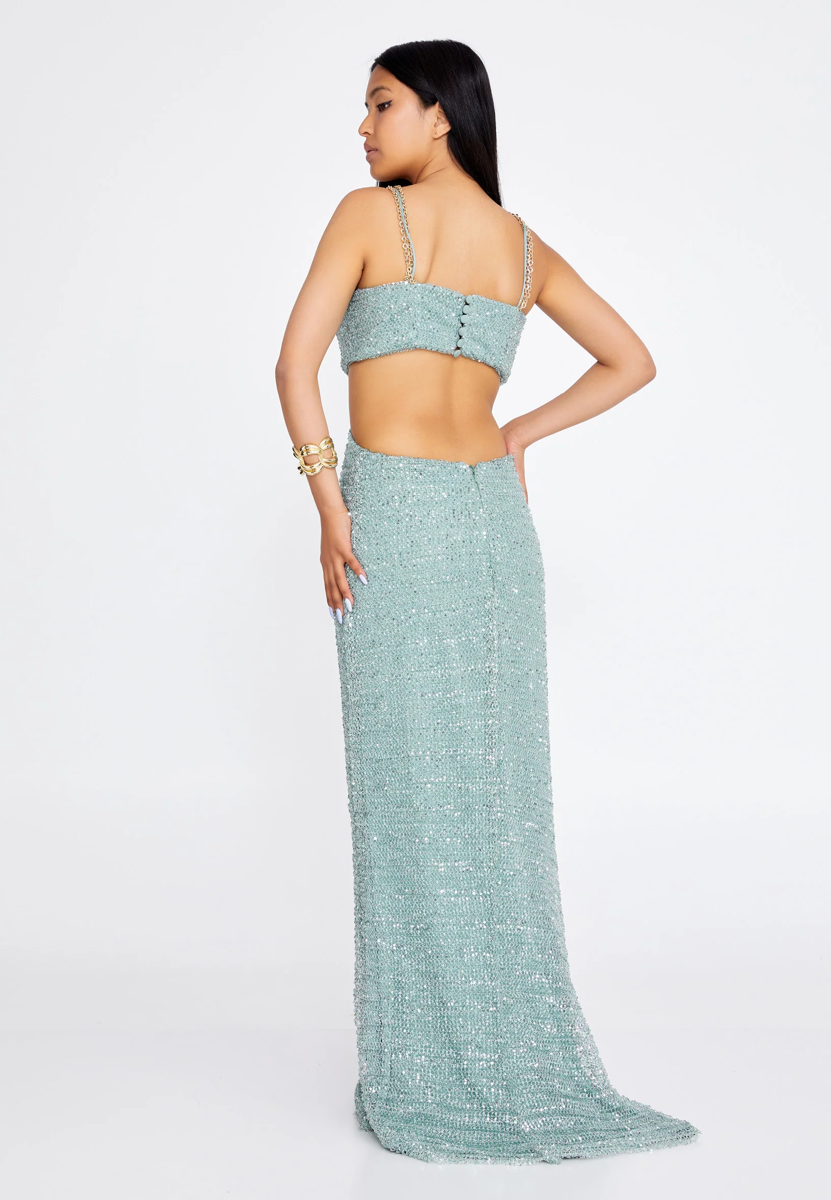 Sleeveless Maxi Sequin Mermaid Regular Wedding Guest Dress prl158 - Image 18