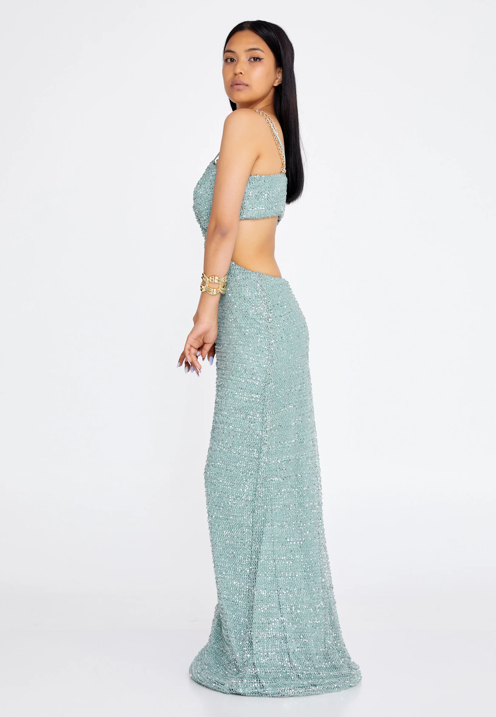 Sleeveless Maxi Sequin Mermaid Regular Wedding Guest Dress prl158 - Image 19