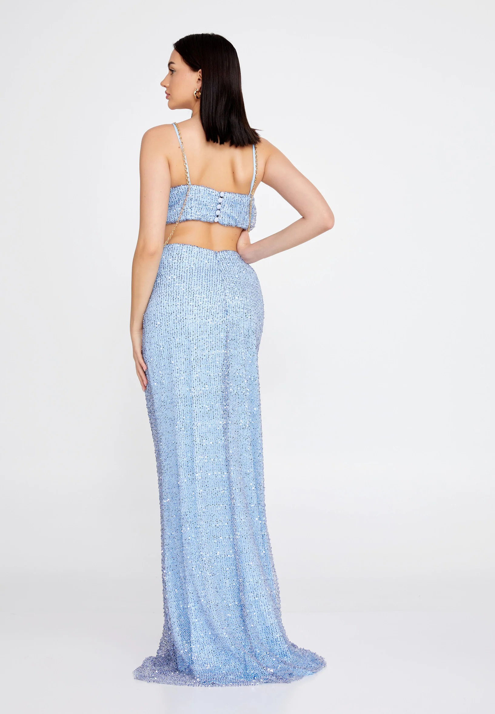 Sleeveless Maxi Sequin Mermaid Regular Wedding Guest Dress prl158 - Image 2