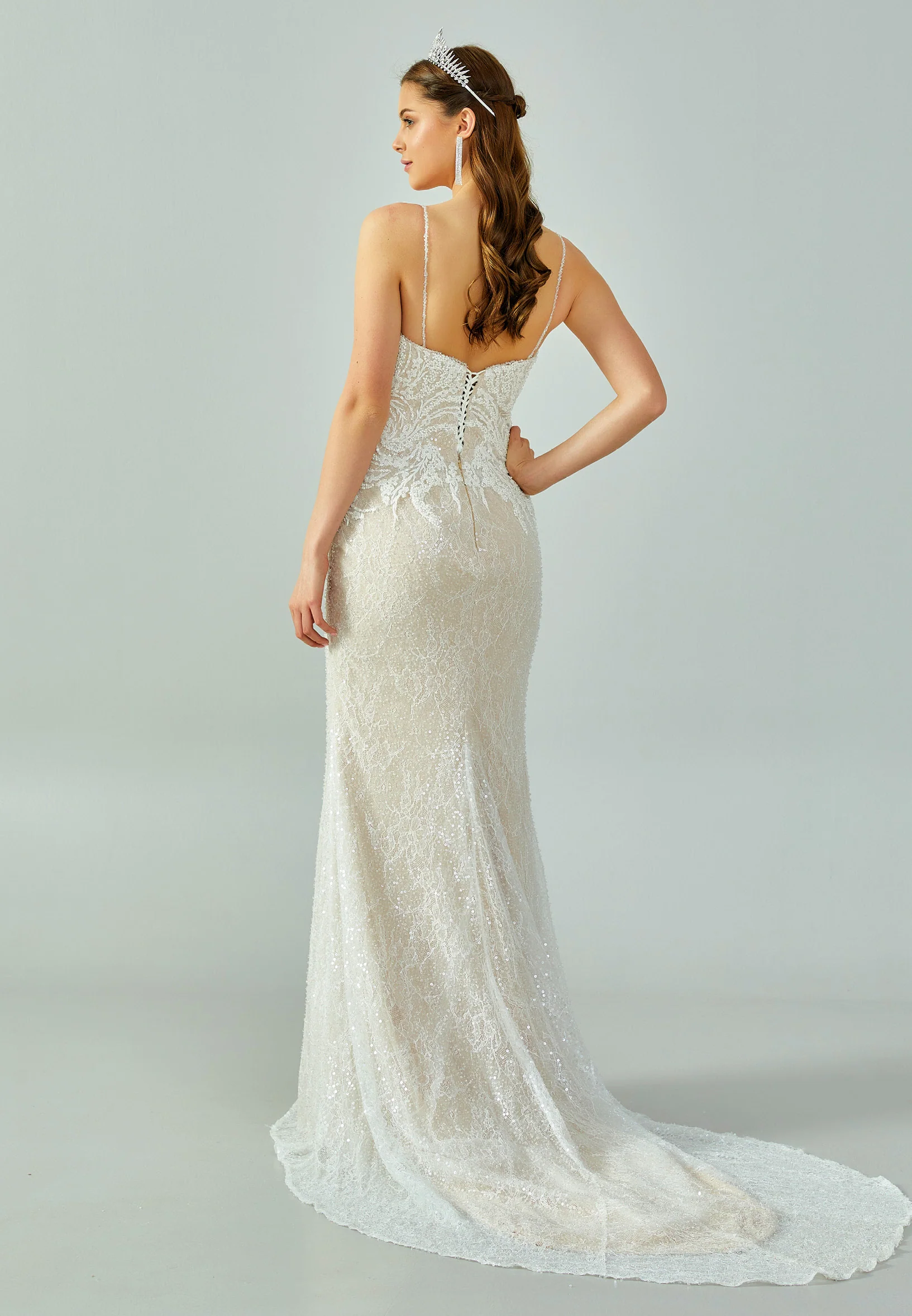 Sleeveless Maxi Sequin Regular Wedding Dress abb22063 - Image 3