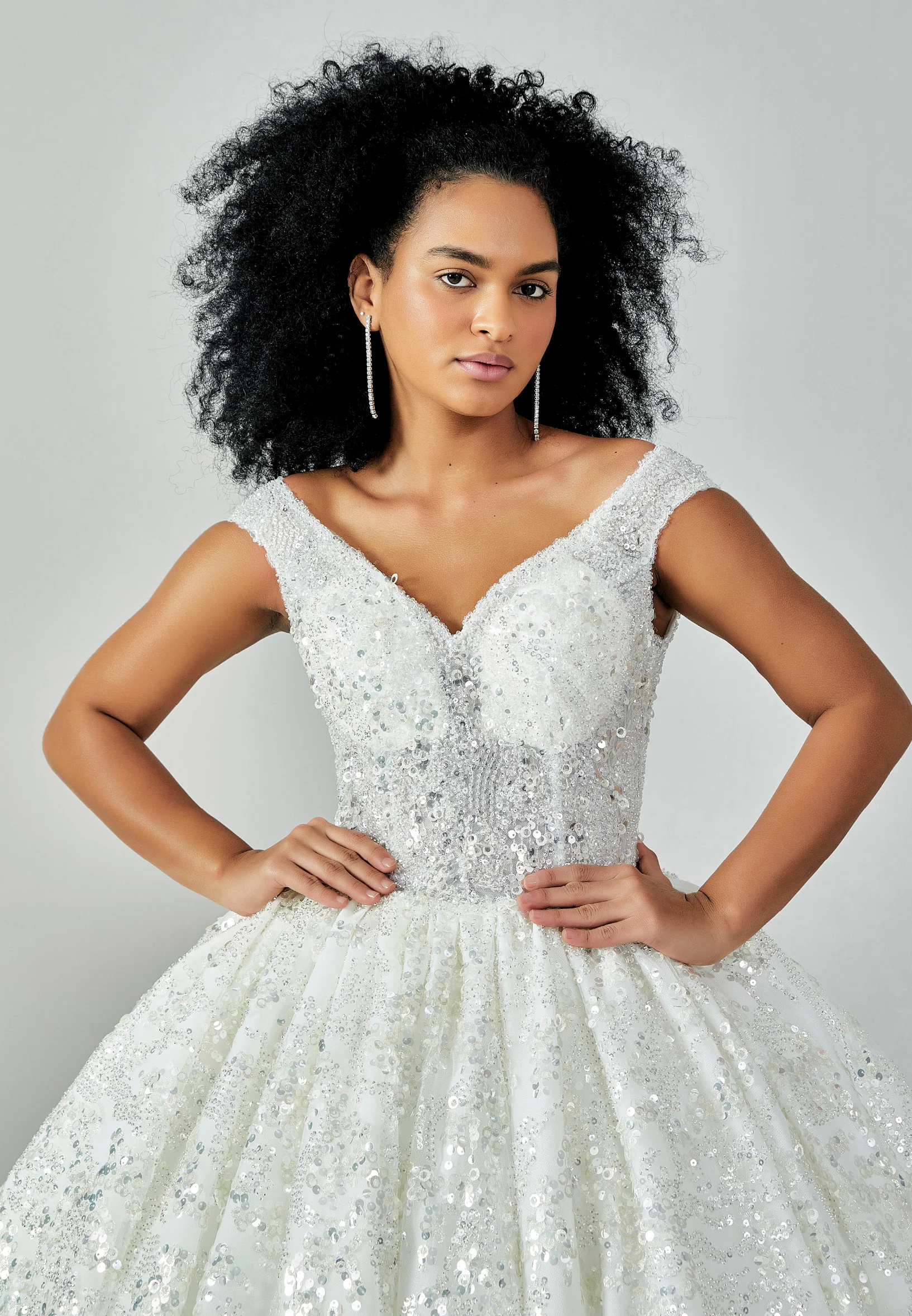 Sleeveless Maxi Sequin Regular Wedding Dress abb22095 - Image 3